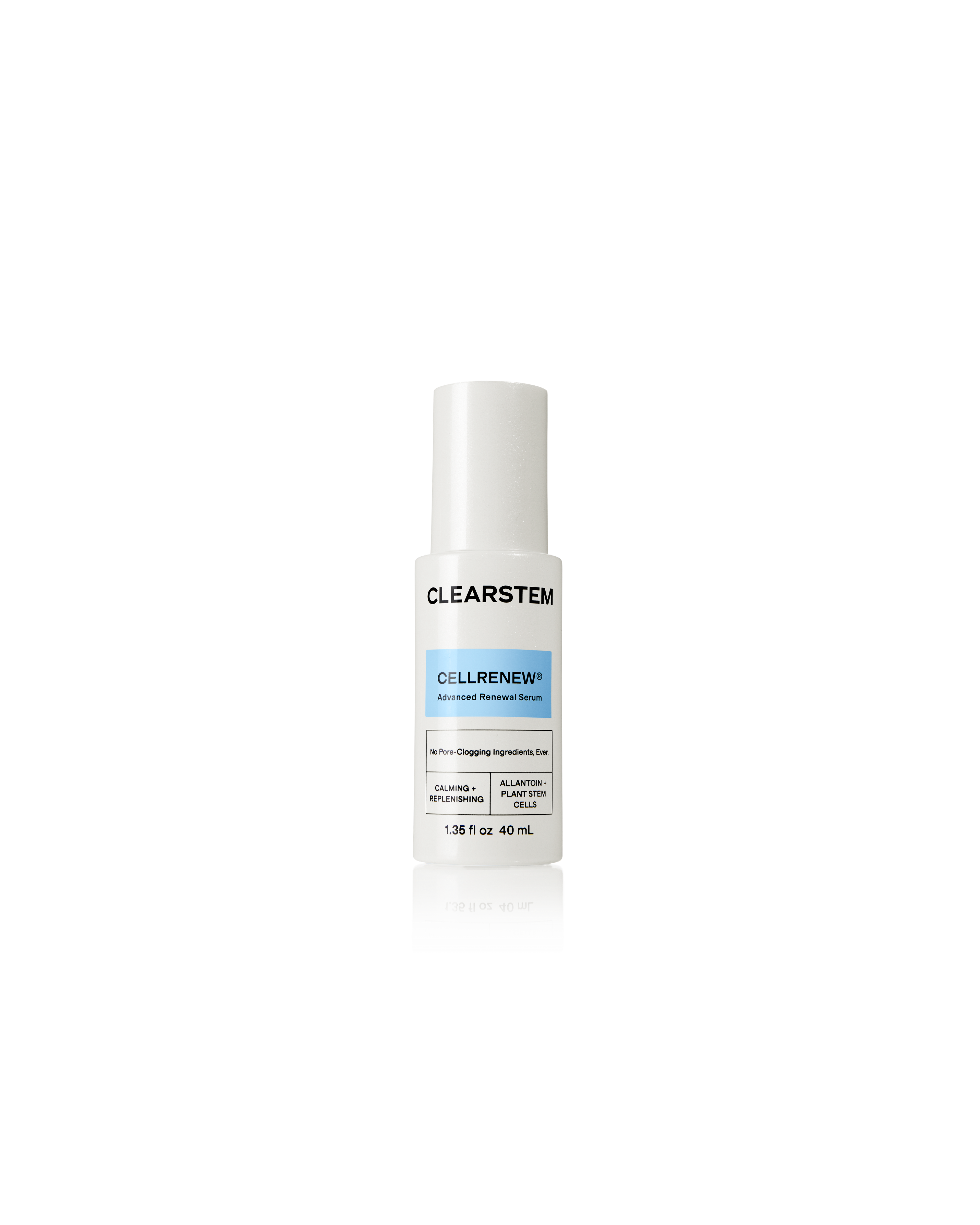 A white bottle of CLEARSTEM CELLRENEW Advanced Renewal Serum.