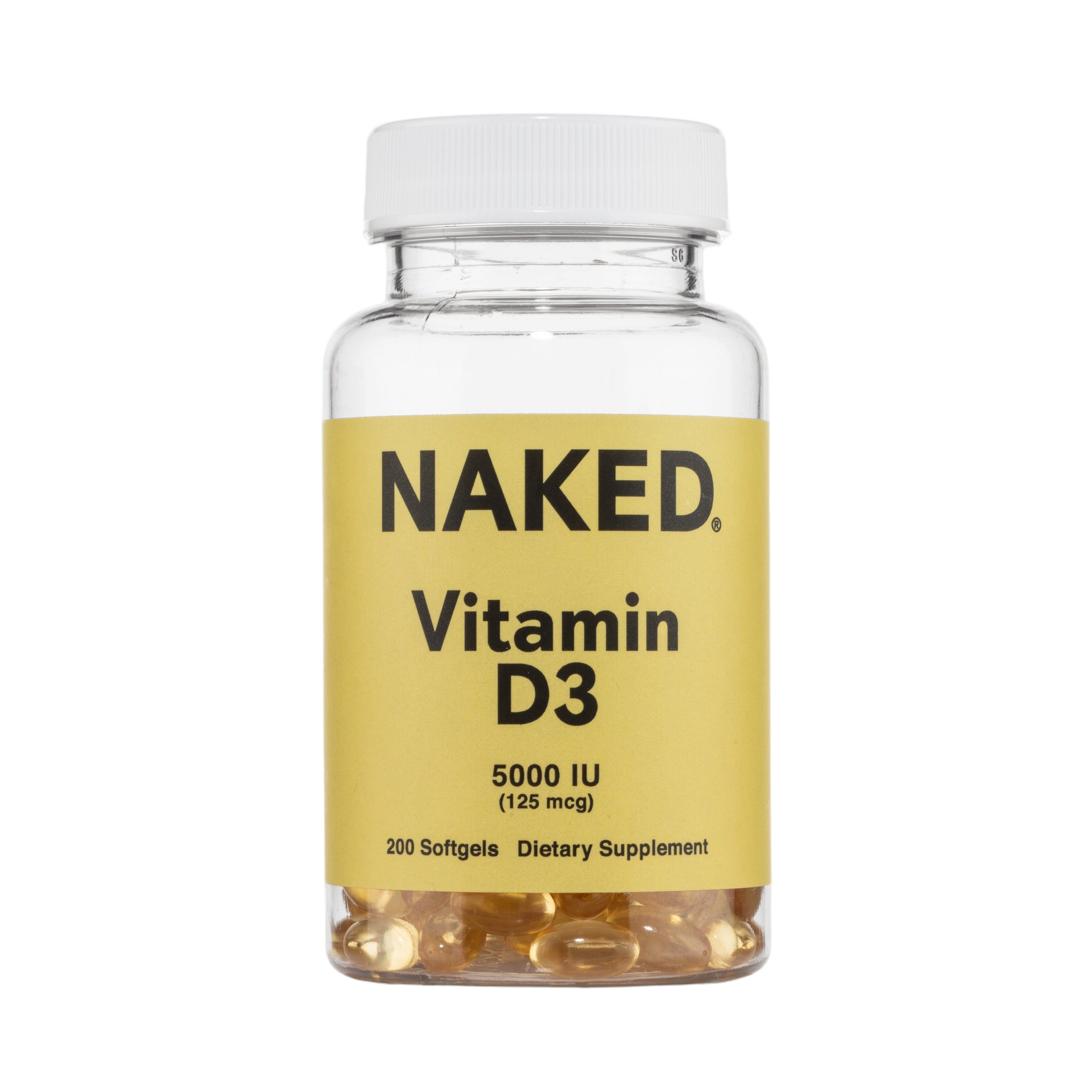 Bottle of Naked Vitamin D3 softgels main product image
