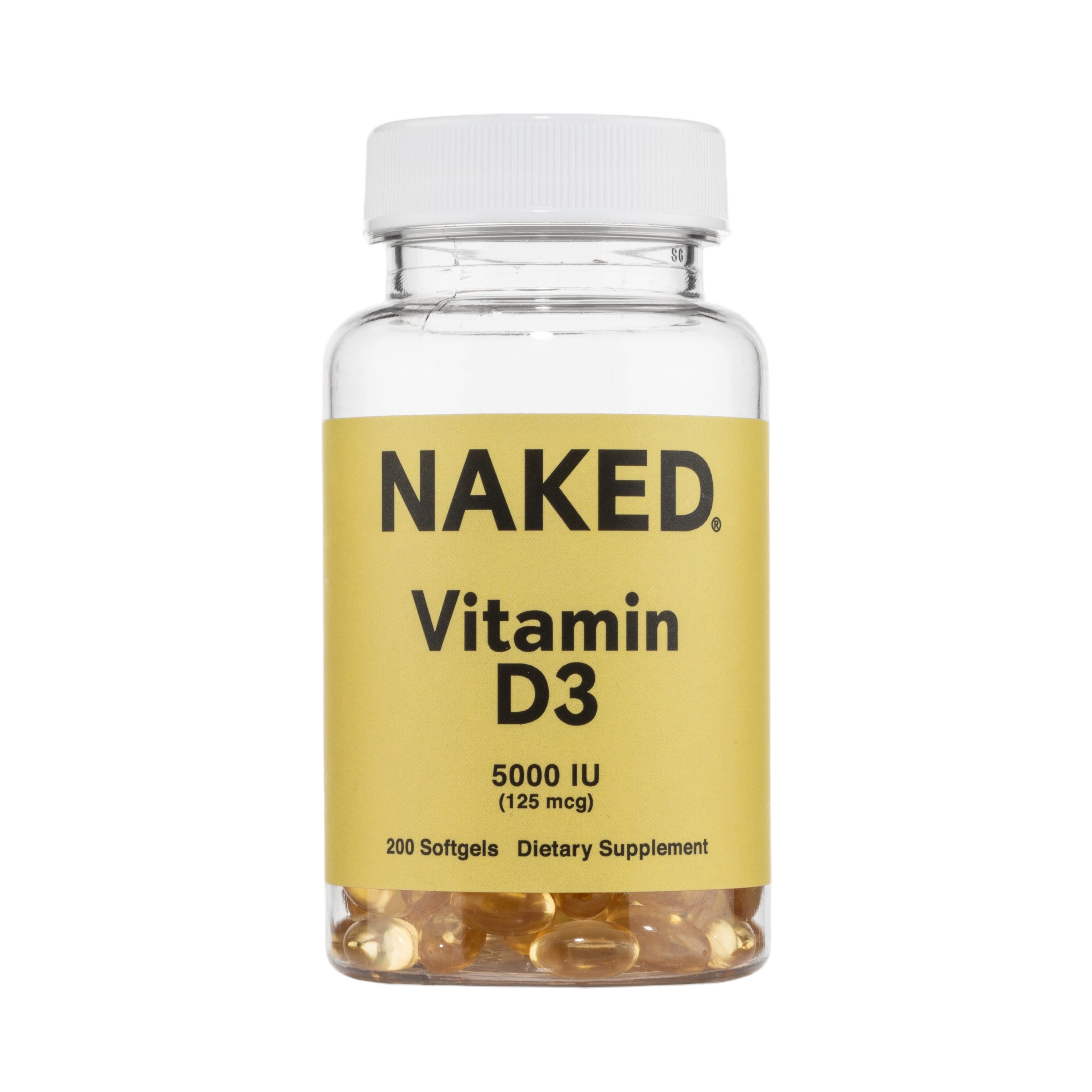 Bottle of Naked Vitamin D3 softgels main product image