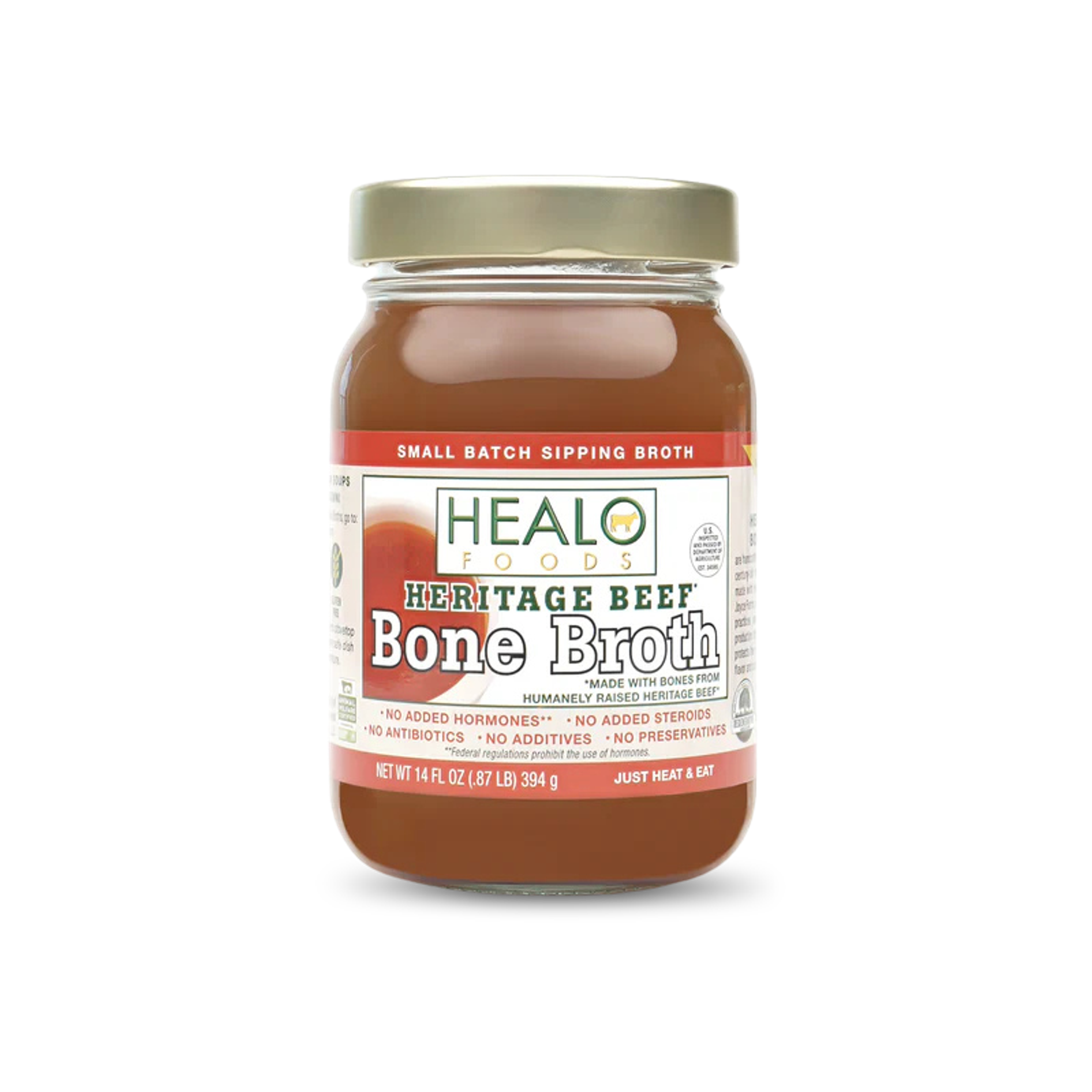 Healo Foods Heritage Beef Bone Broth (Above Organic) - Pack of 6 Jars