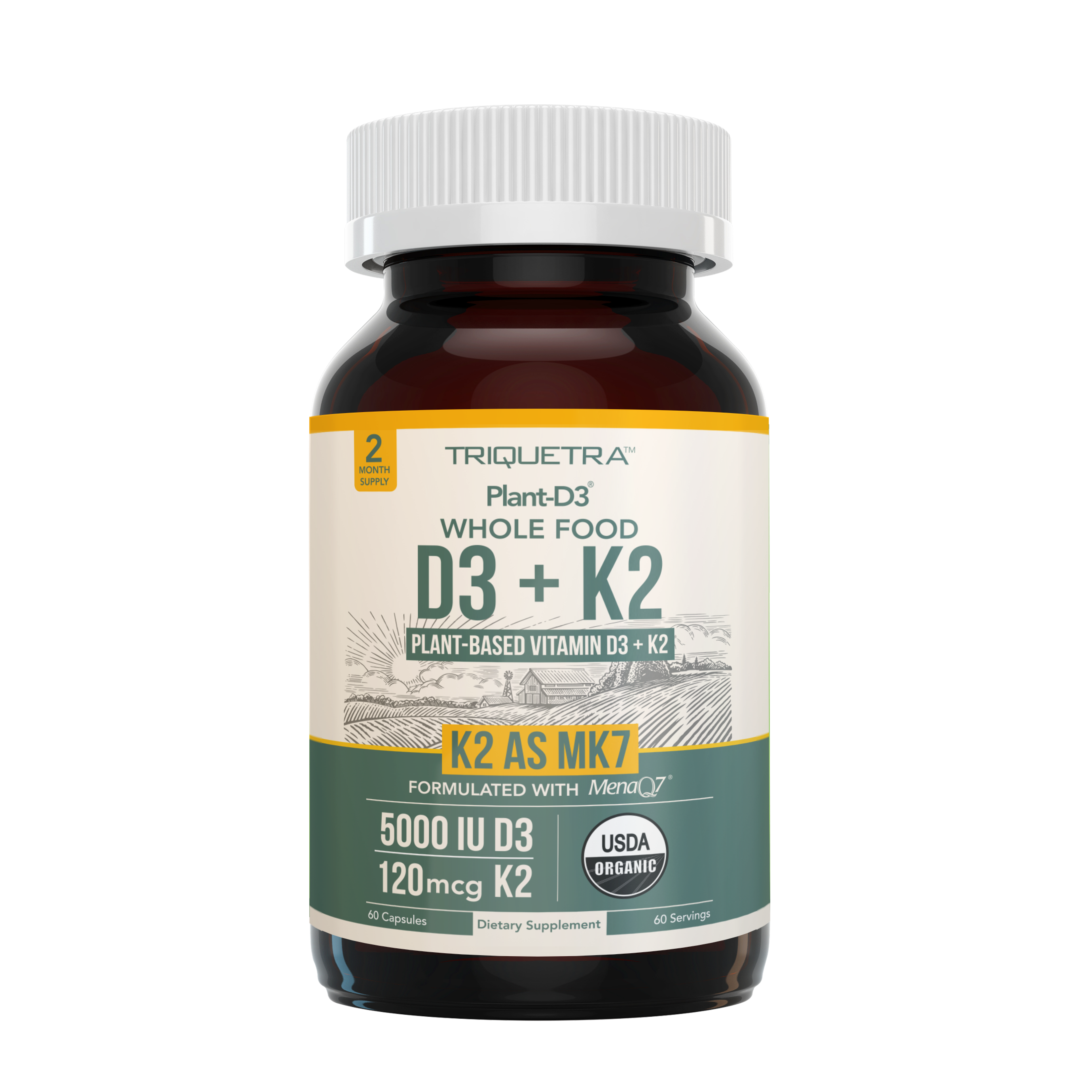 Organic Plant-D3 + K2 5000 IU Capsules