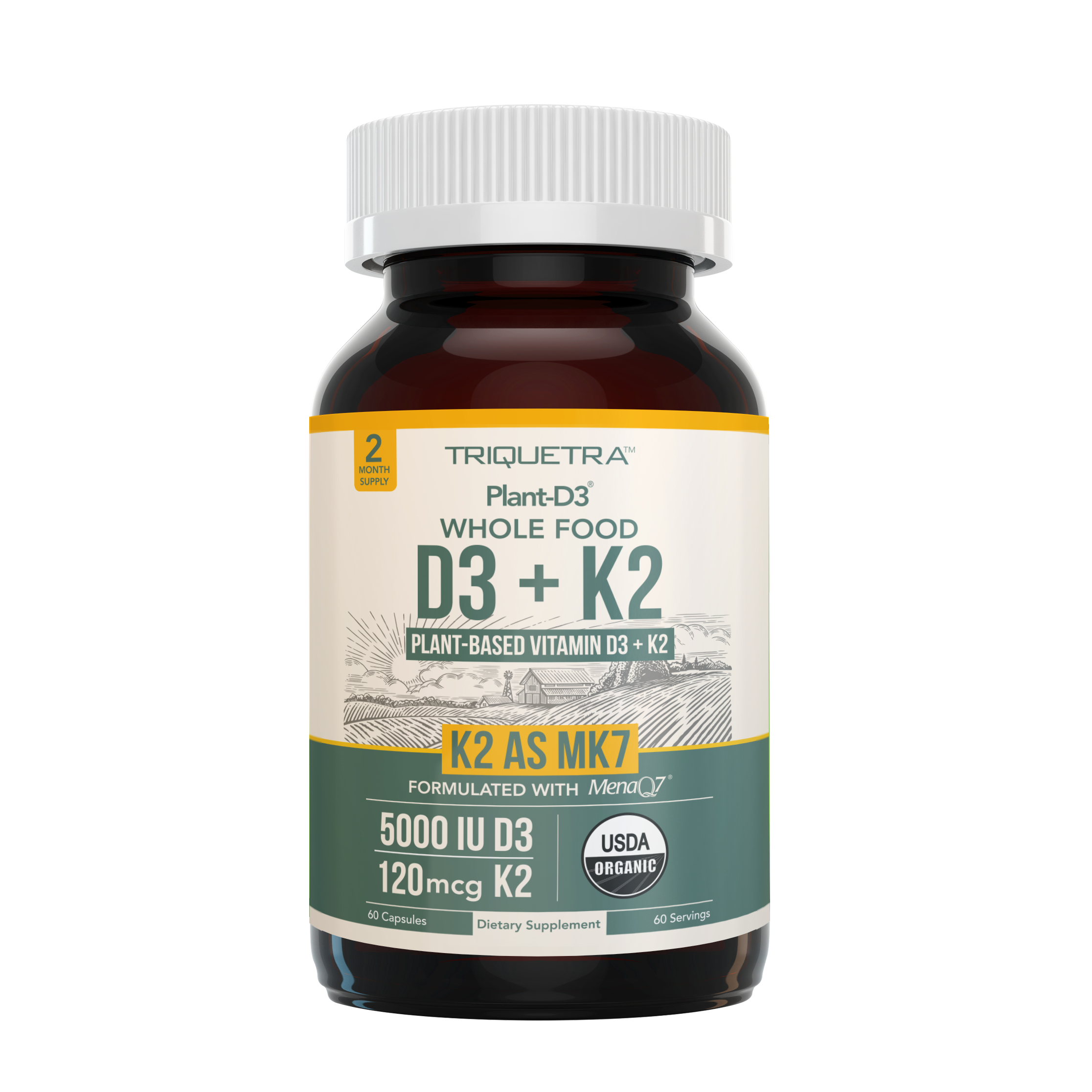 Organic Plant-D3 + K2 5000 IU Capsules
