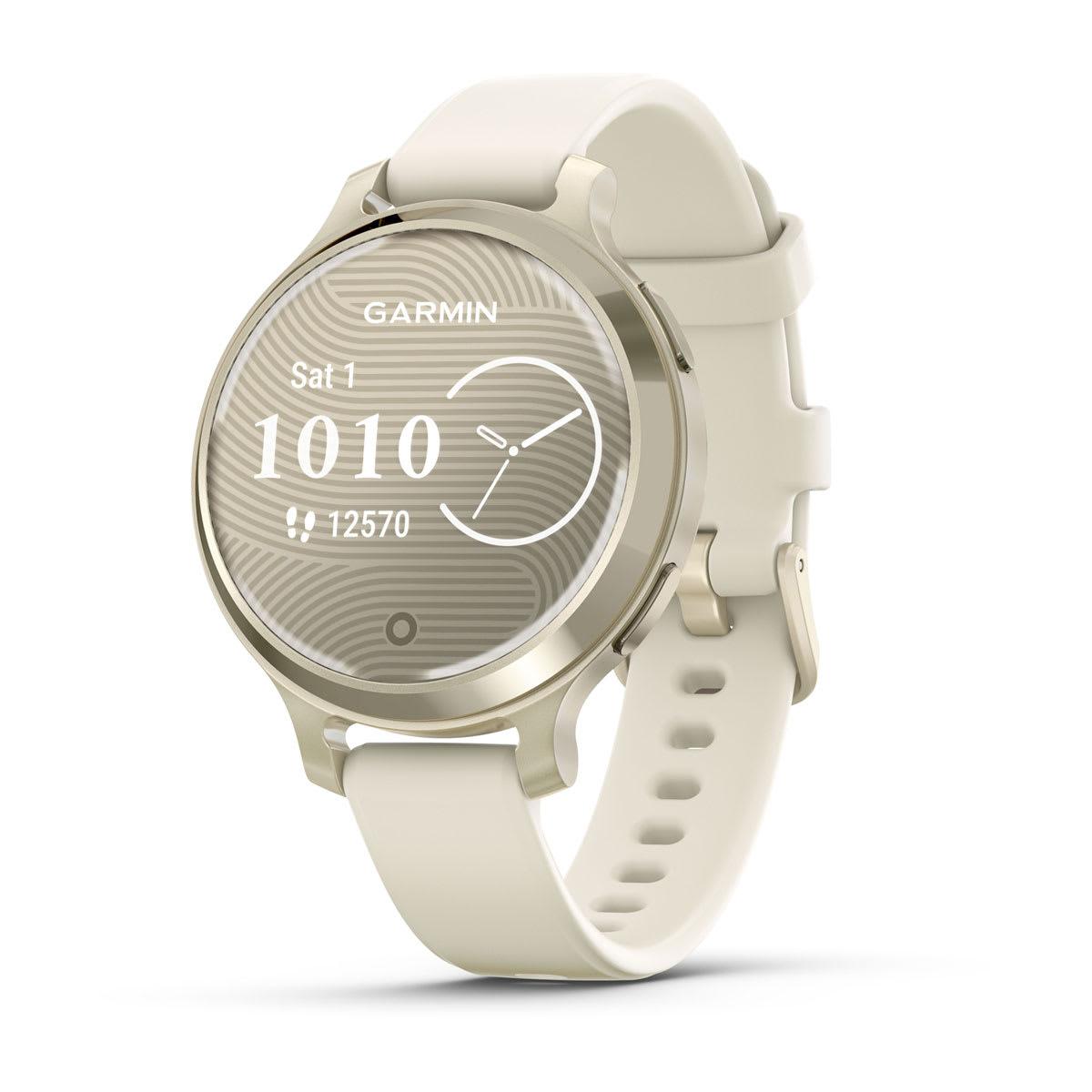 Garmin Lily 2 Active in Lunar Gold with Bone Silicone Band