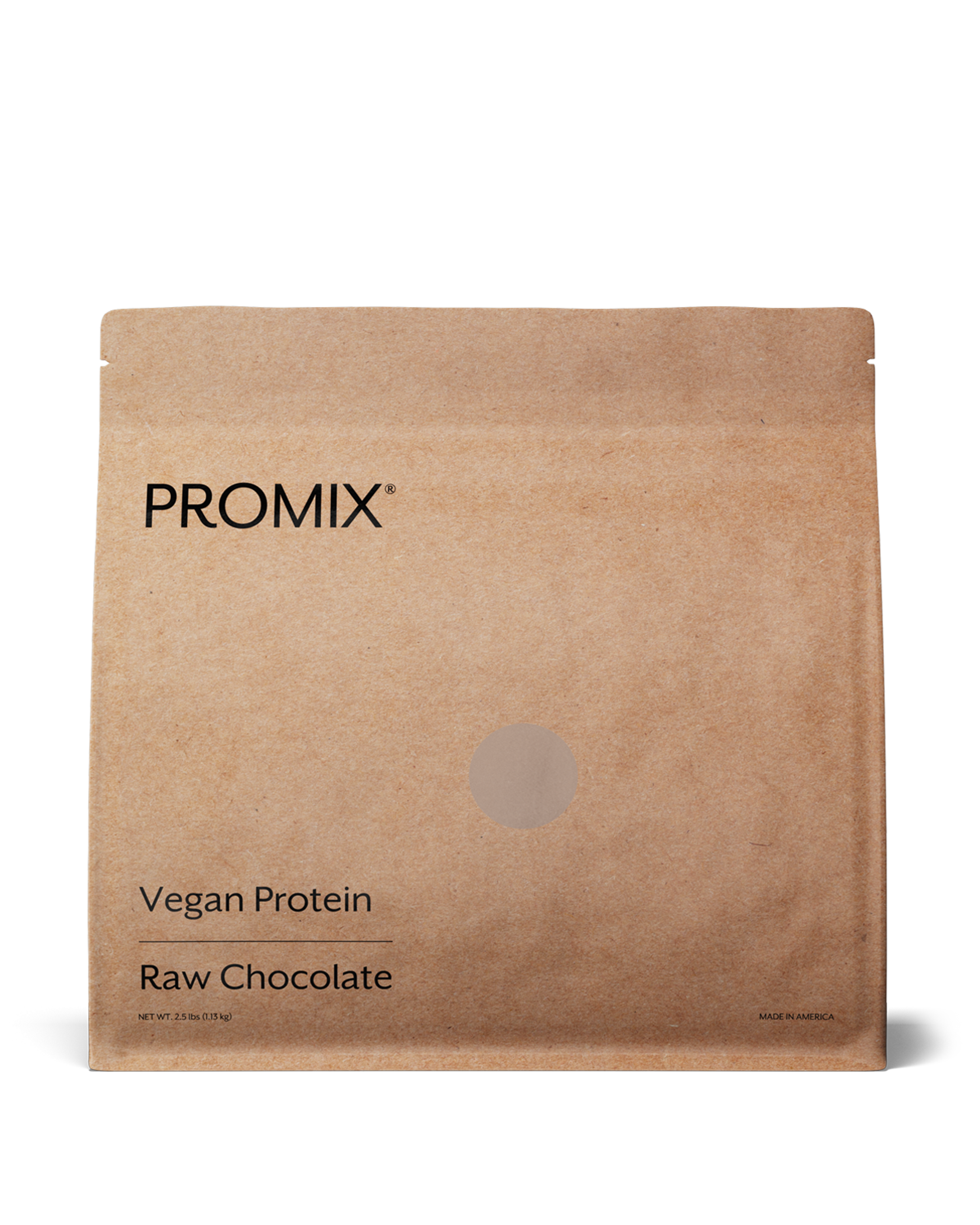 Promix 2.5lb raw chocolate vegan protein powder bag