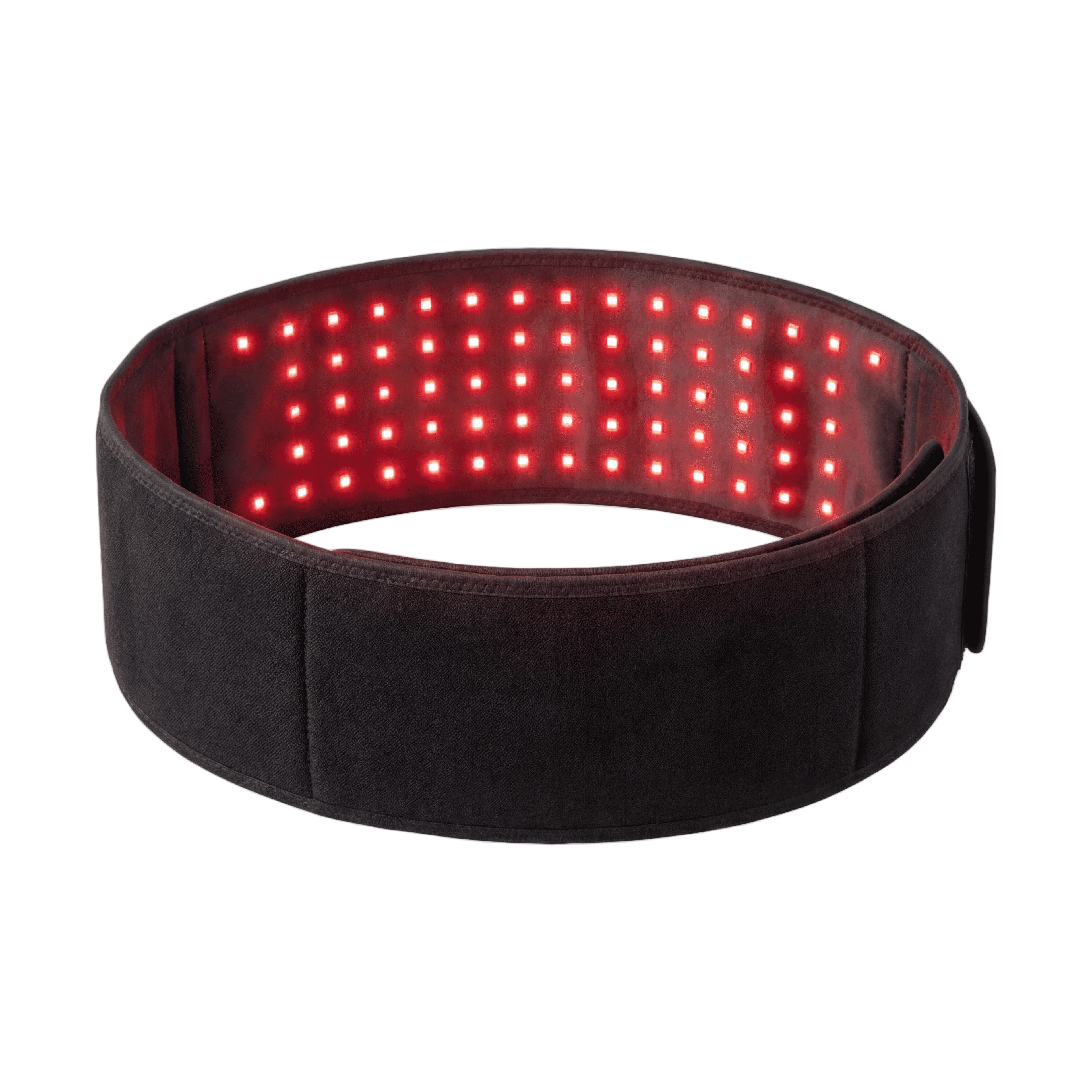 Red light therapy belt laid flat showing full design