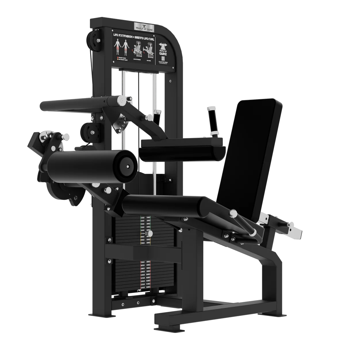 SELECTORIZED LEG EXTENSION + SEATED LEG CURL VERSION 3 in Black