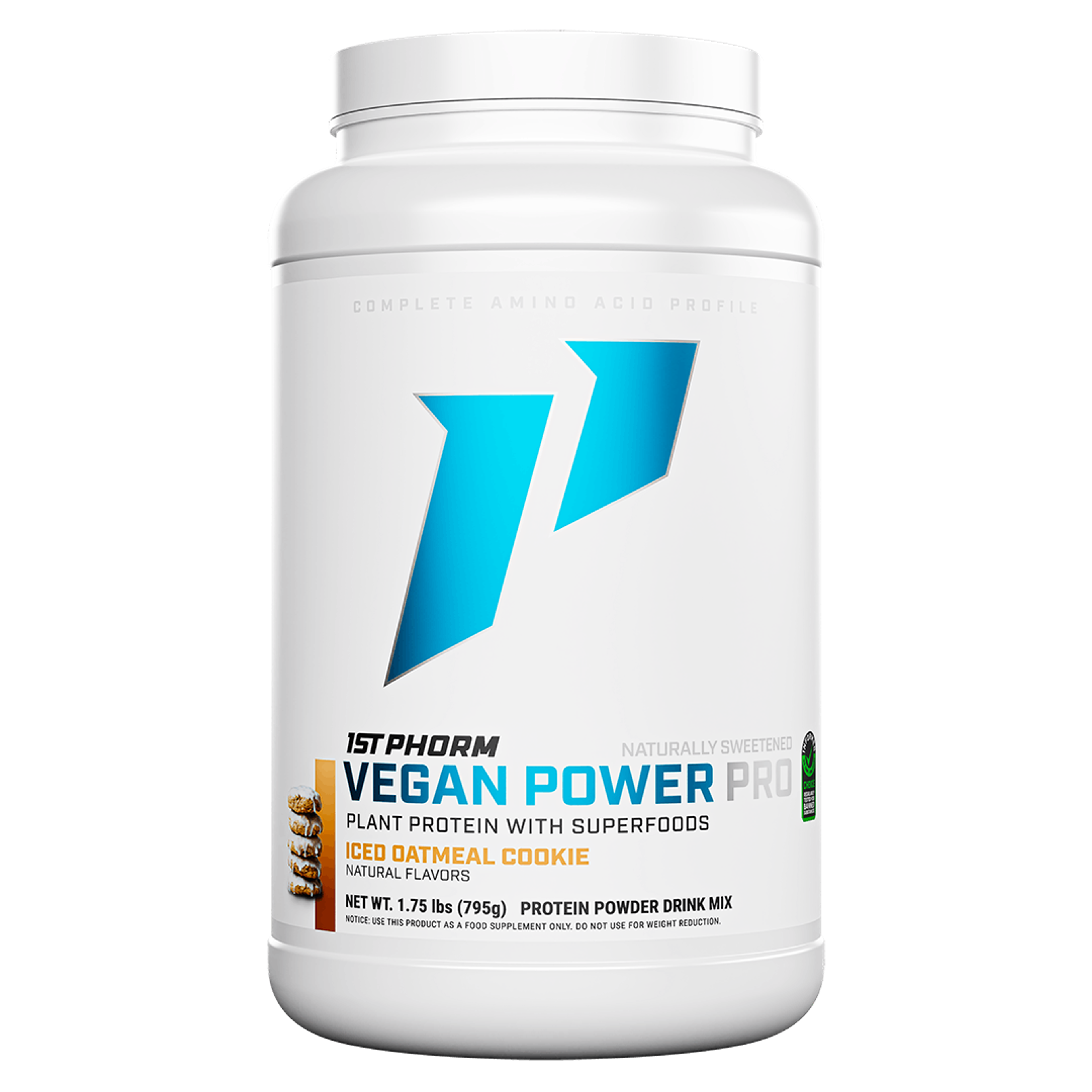 Vegan Power Pro iced oatmeal cookie flavor tub
