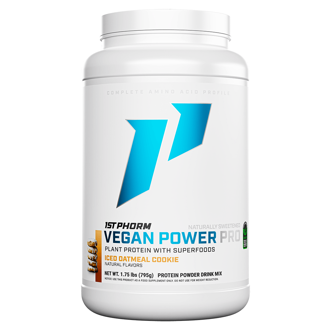 Vegan Power Pro iced oatmeal cookie flavor tub