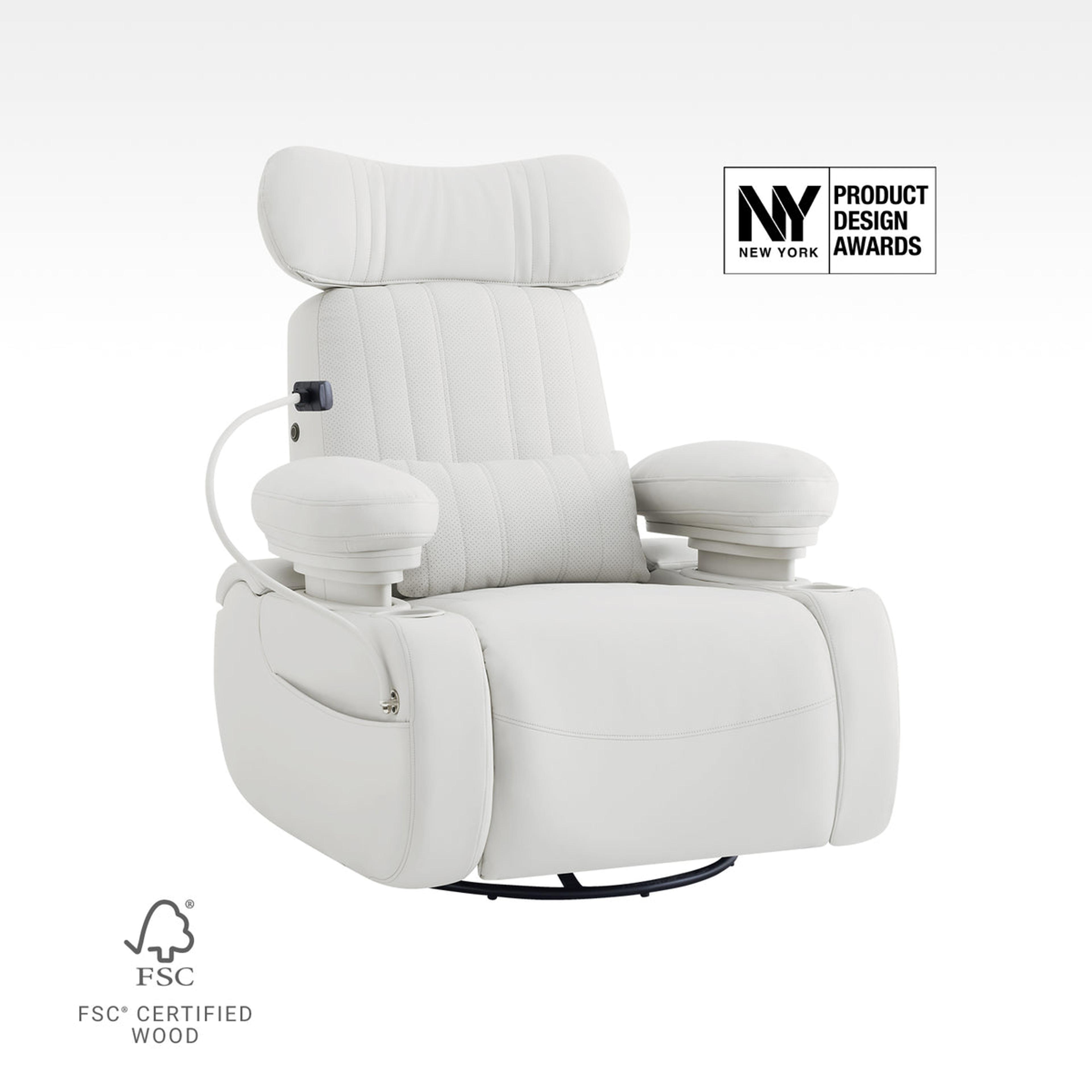 Product image for Lullapod Max Massage Nursery Chair with HugAssist™ Armrest in Off White