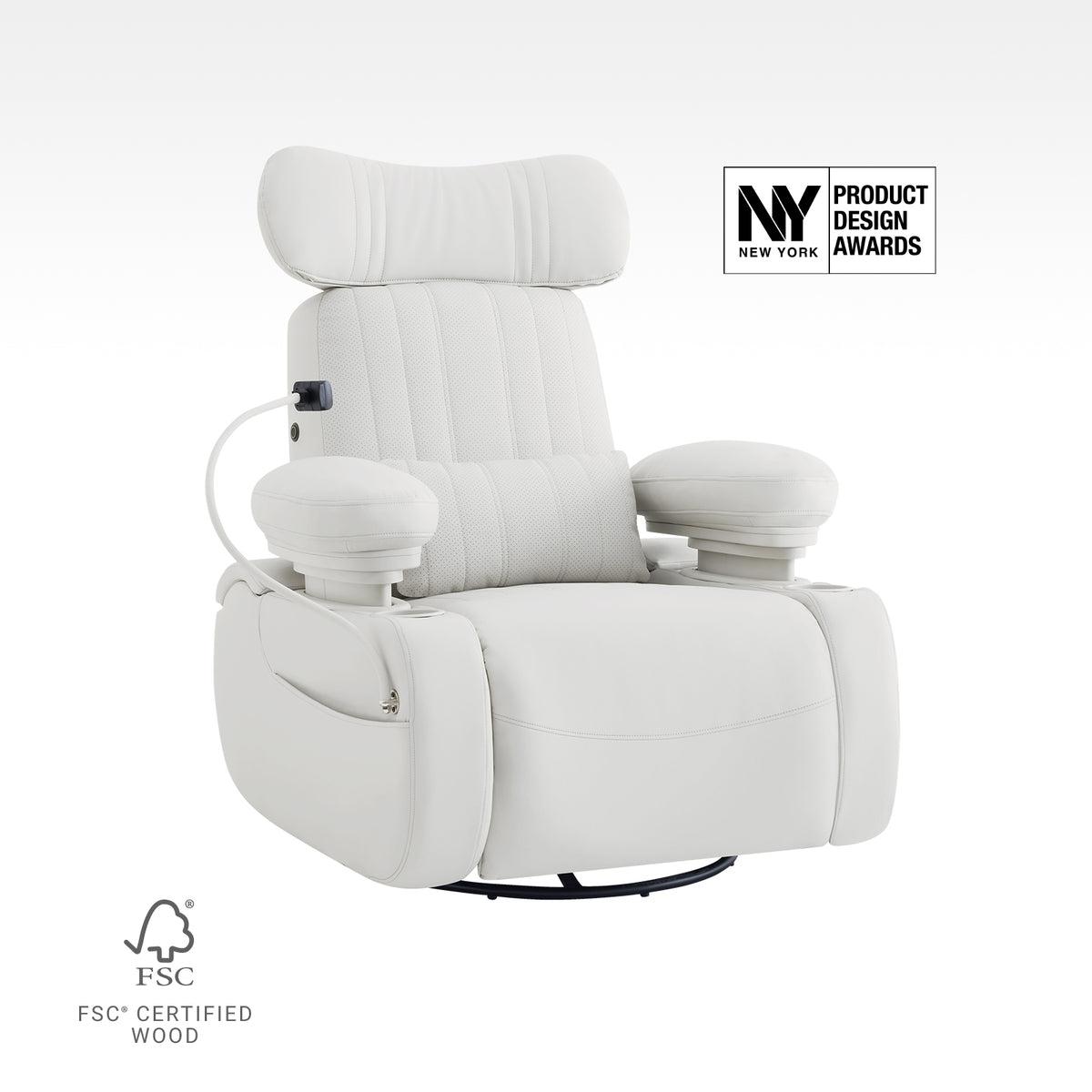 Product image for Lullapod Max Massage Nursery Chair with HugAssist™ Armrest in Off White