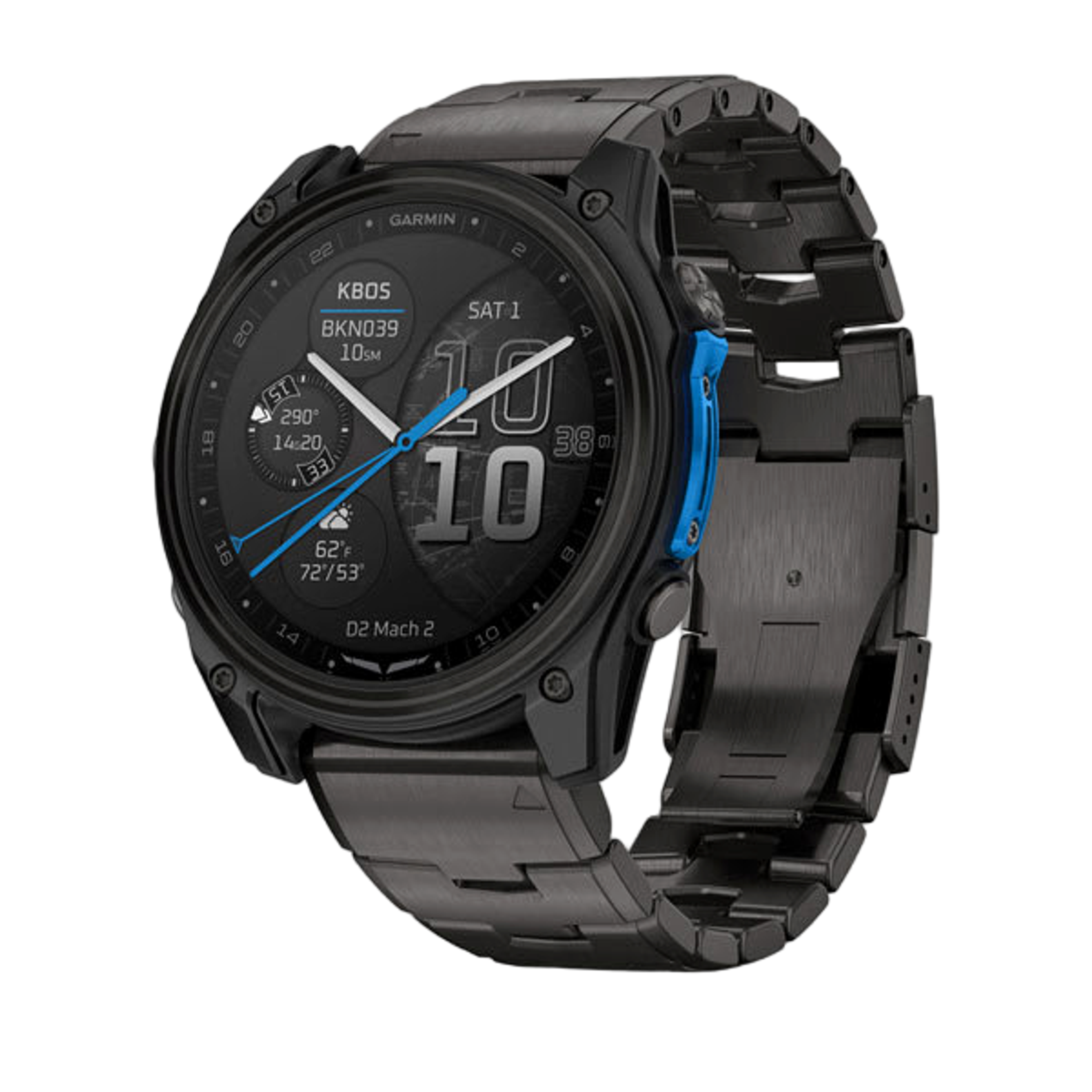 Garmin D2 Mach 2 smartwatch with titanium case and vented bracelet