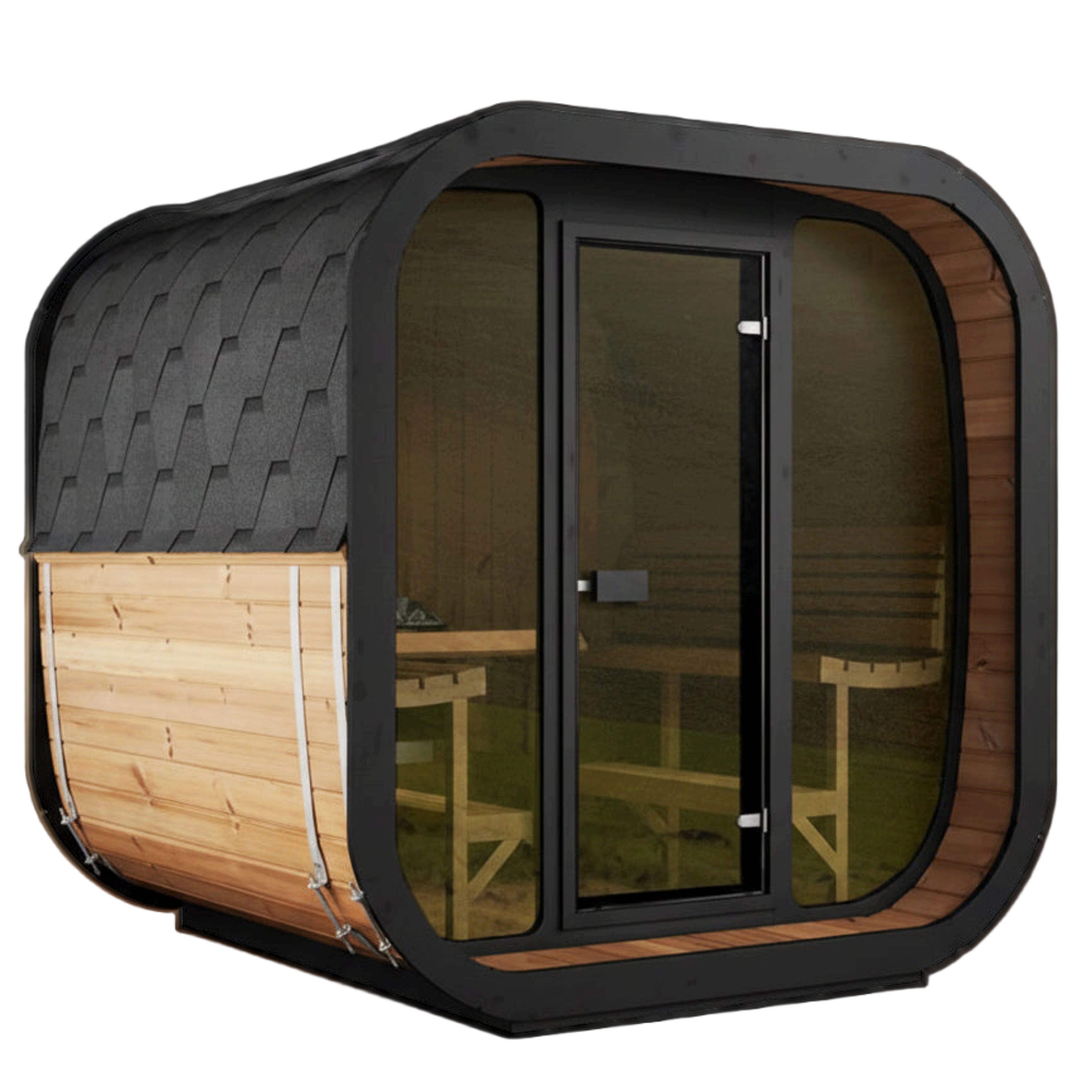 Exterior view of the SaunaLife CL7G cube sauna