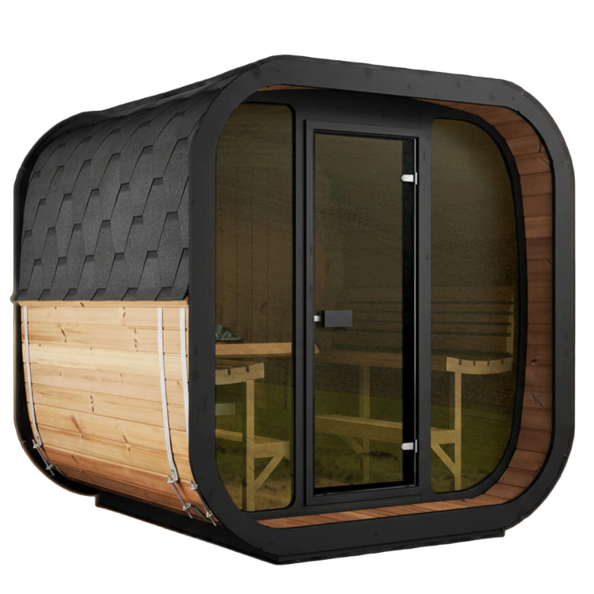 Exterior view of the SaunaLife CL7G cube sauna