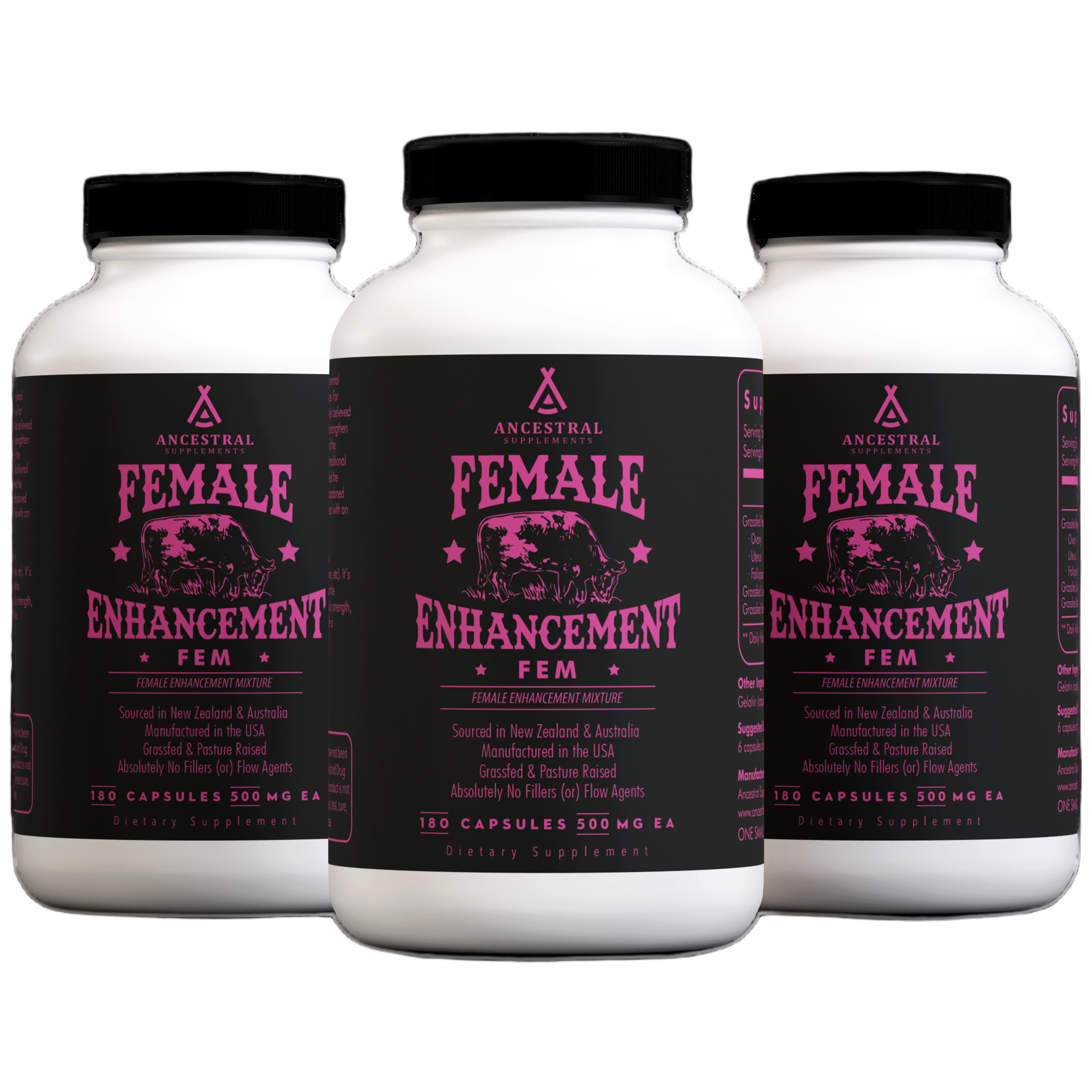 Three bottles of FEM Female Enhancement Mixture supplement