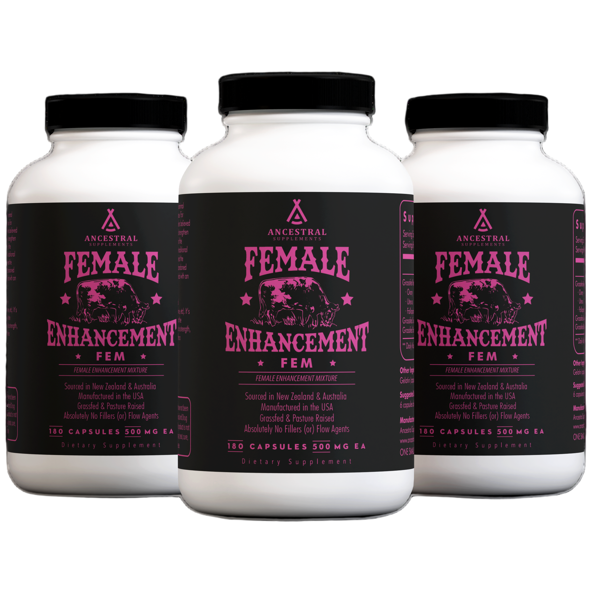 Three bottles of FEM Female Enhancement Mixture supplement