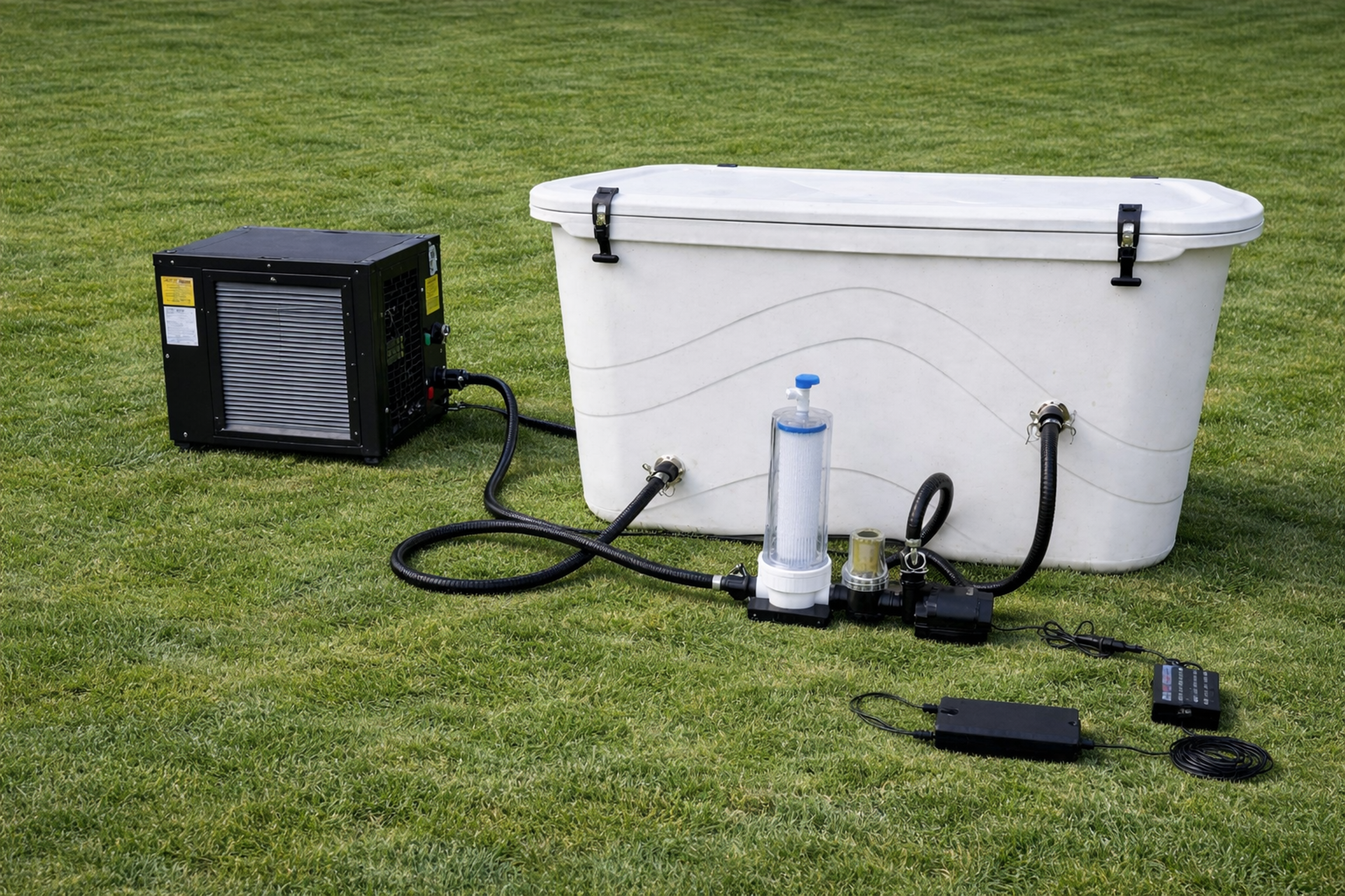 Frozin Complete Cold Plunge System White Granite image 3