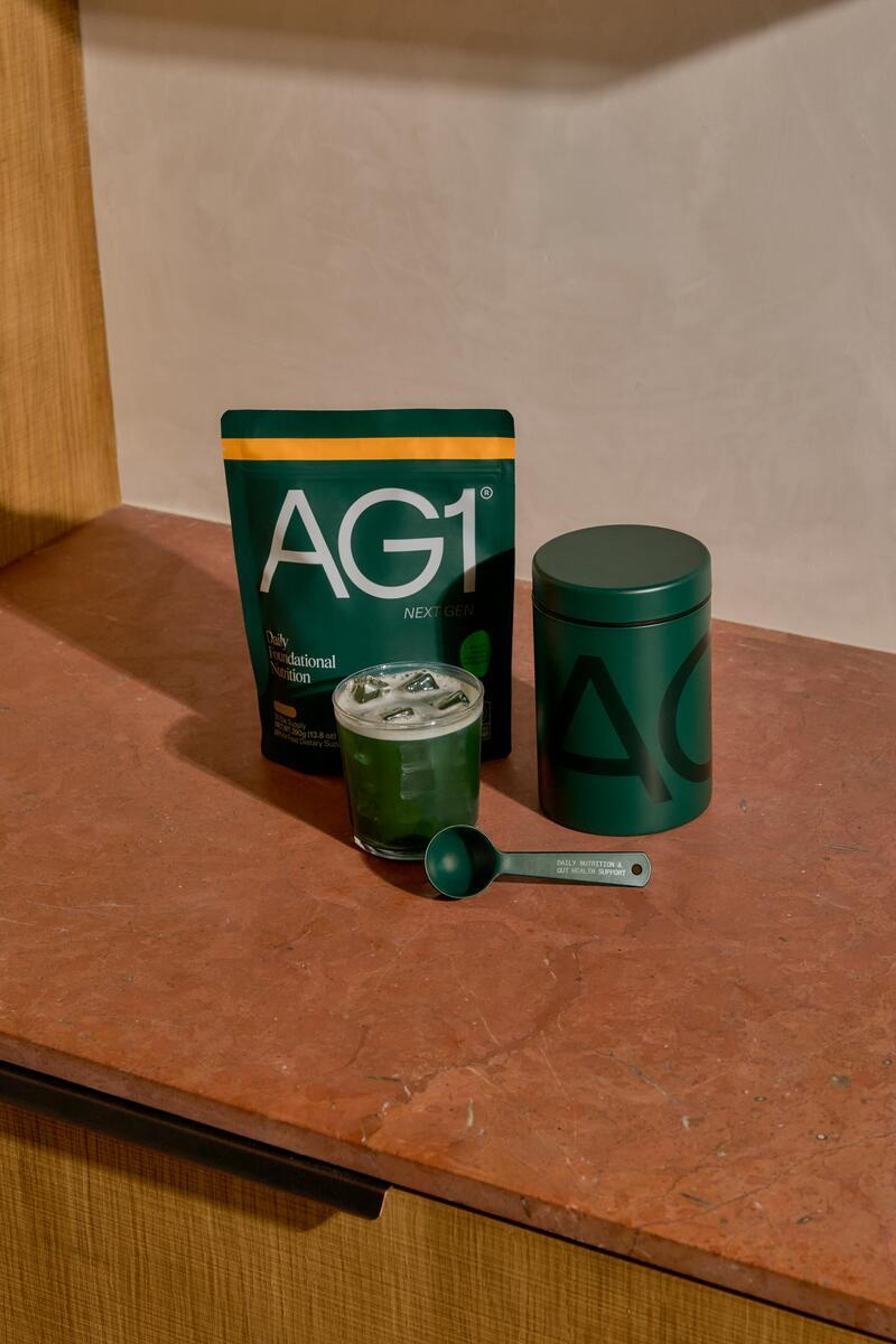 A table with AG1 products
