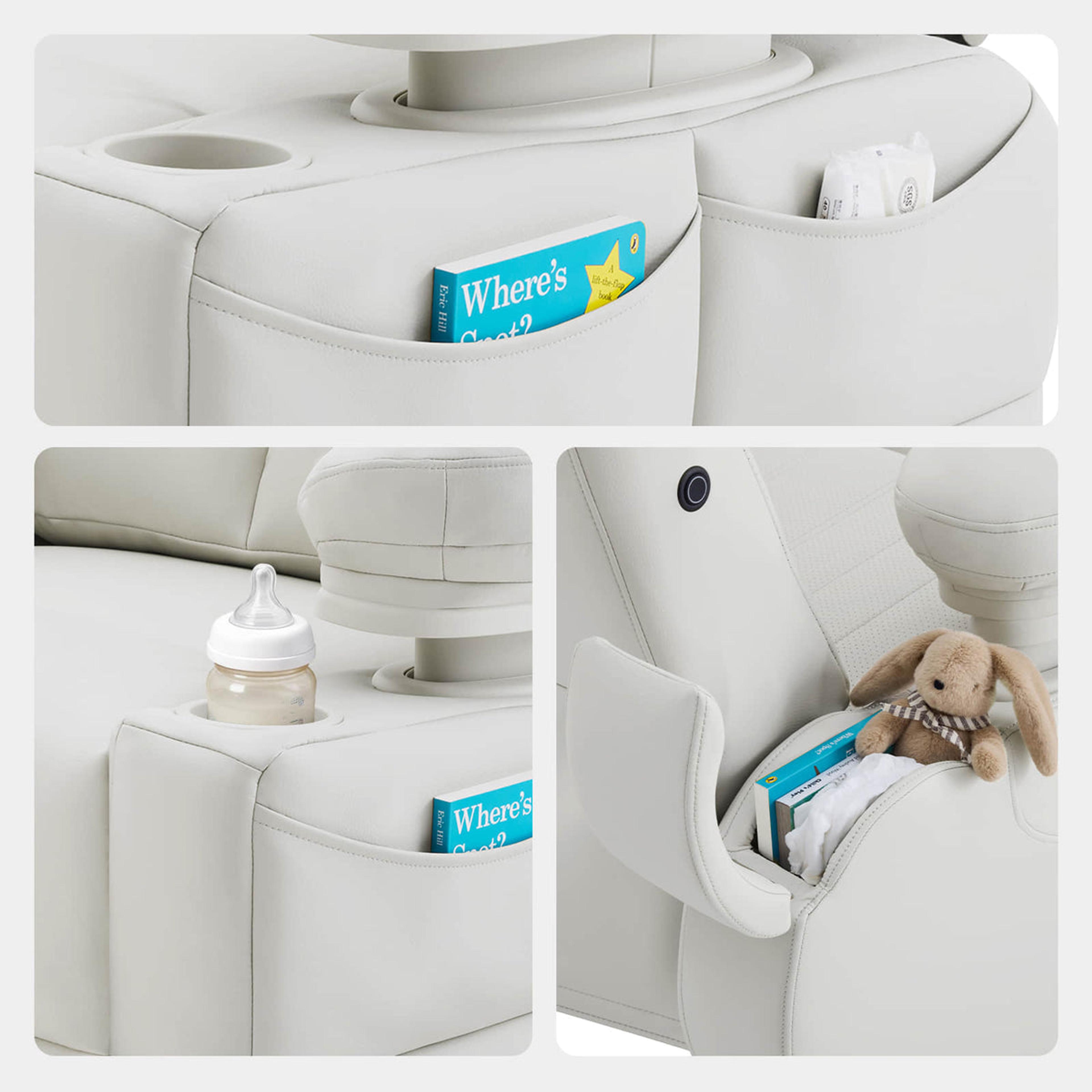 Lullapod Max Massage Nursery Chair with HugAssist™ Armrest in Off White