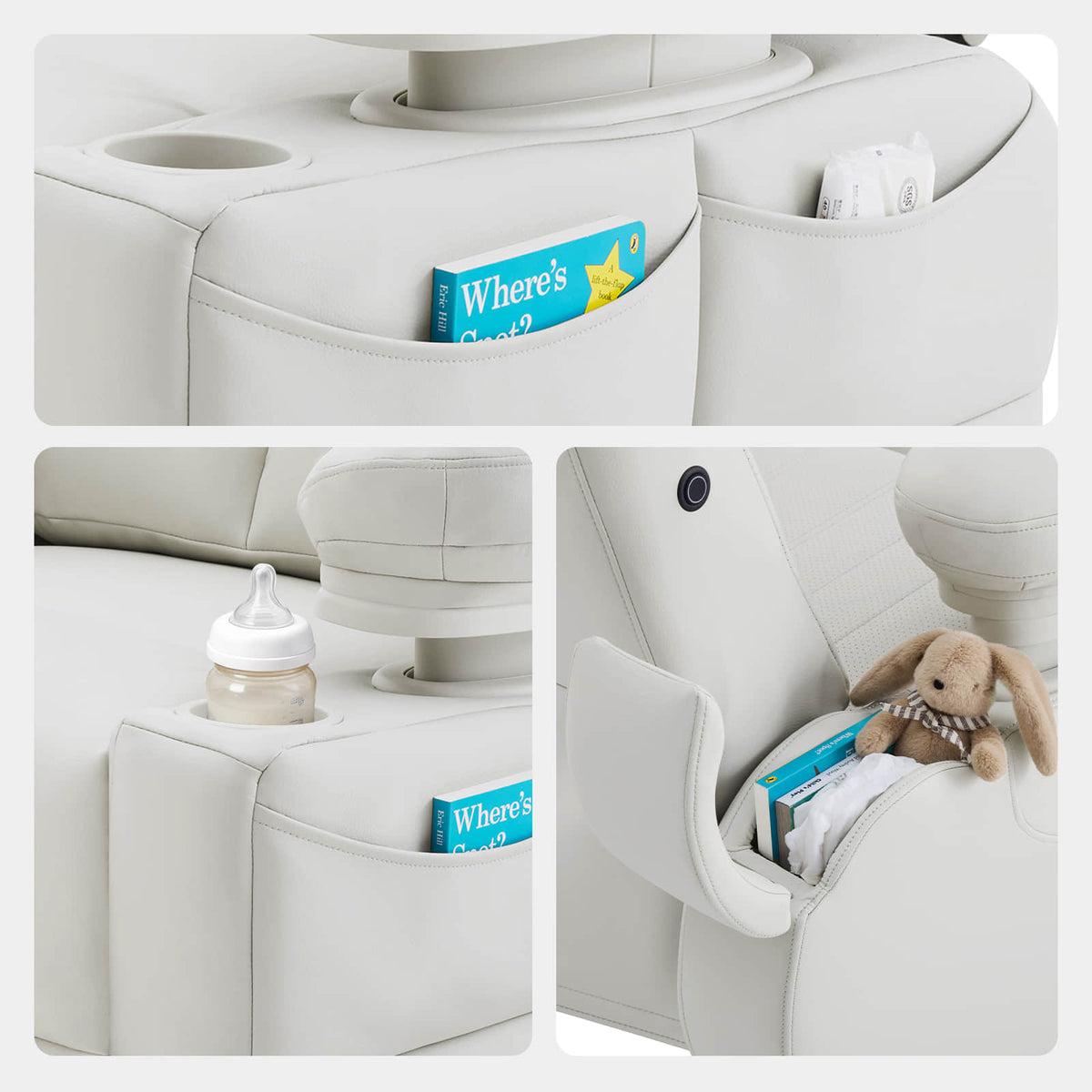 Lullapod Max Massage Nursery Chair with HugAssist™ Armrest in Off White