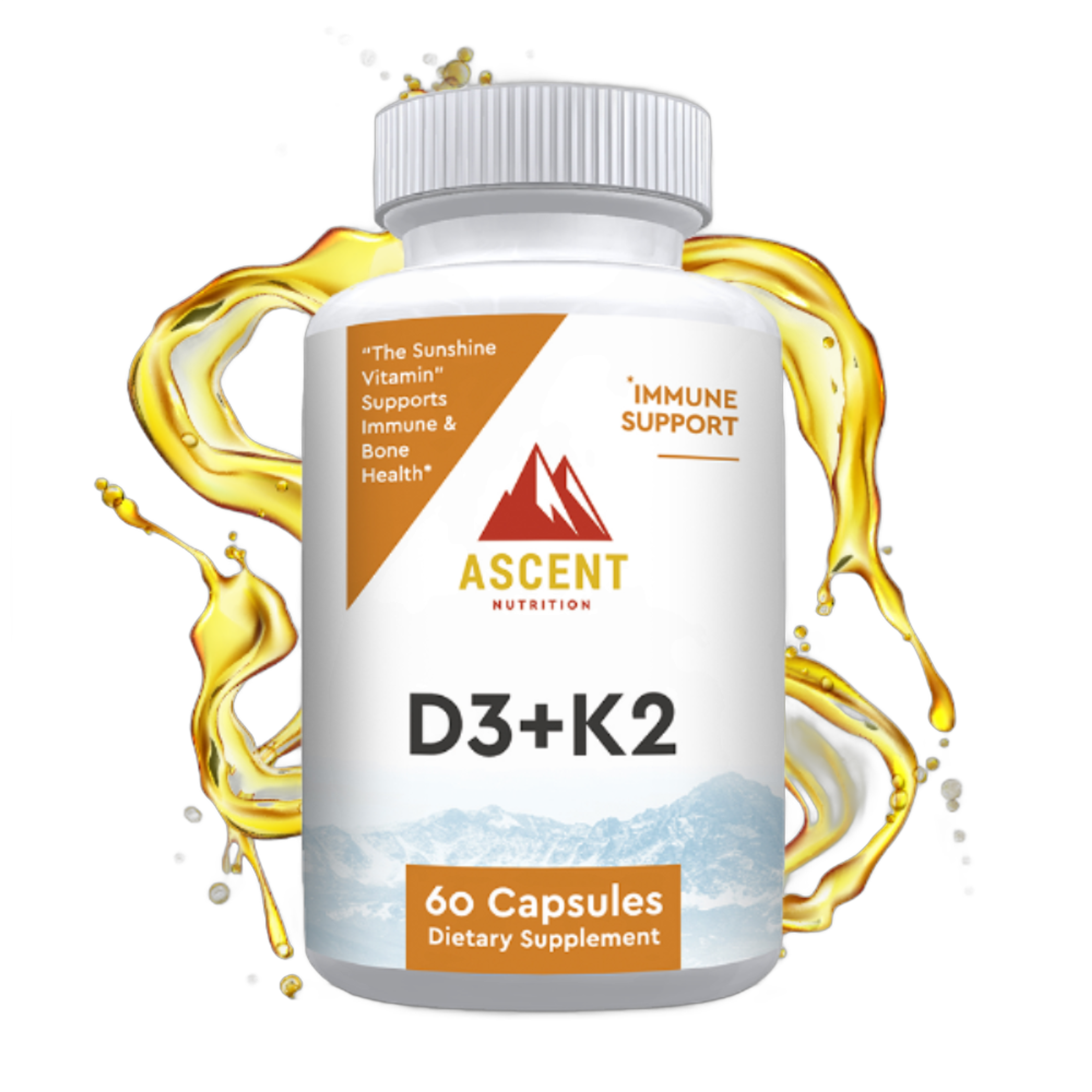 D3 + K2, 60 Capsules, 125 mcg D3 + 100 mcg K2