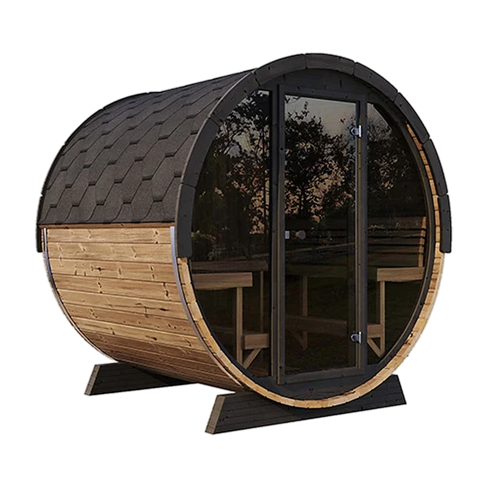 SaunaLife ERGO EE8G Outdoor Barrel Sauna Kit | 6 Person Sauna