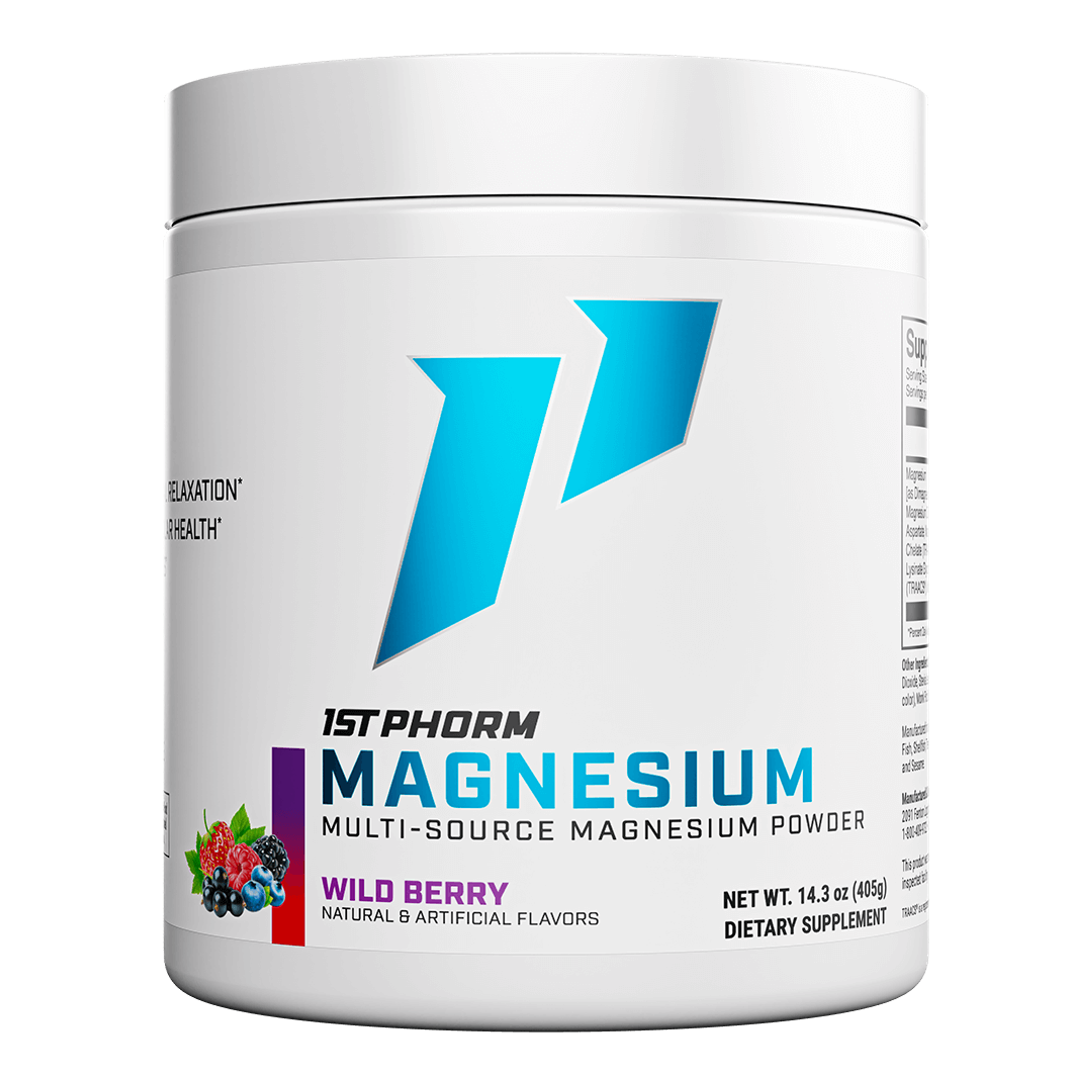 1st Phorm Magnesium powder, Wild Berry flavor container