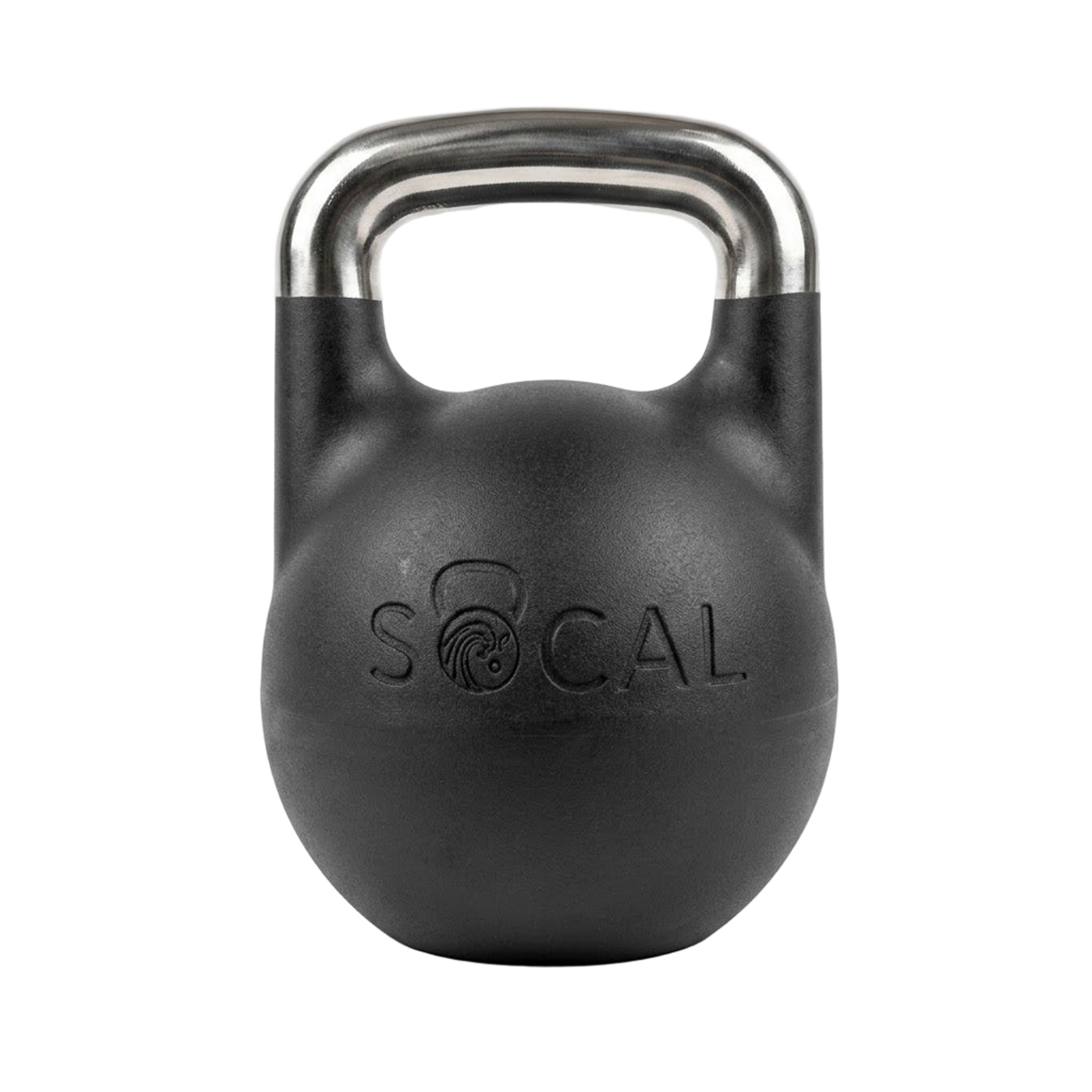 Front view of black adjustable kettlebell