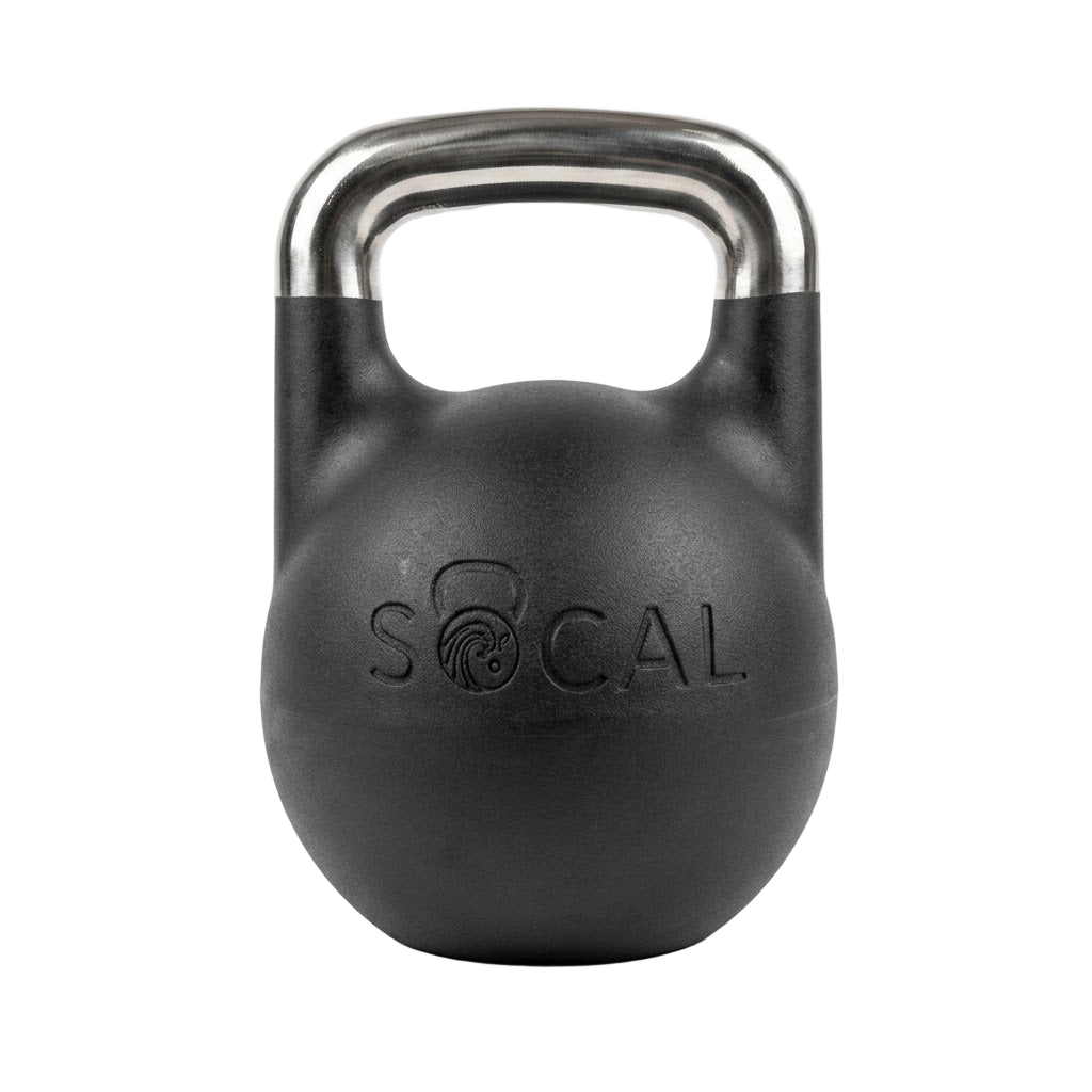 Front view of black adjustable kettlebell