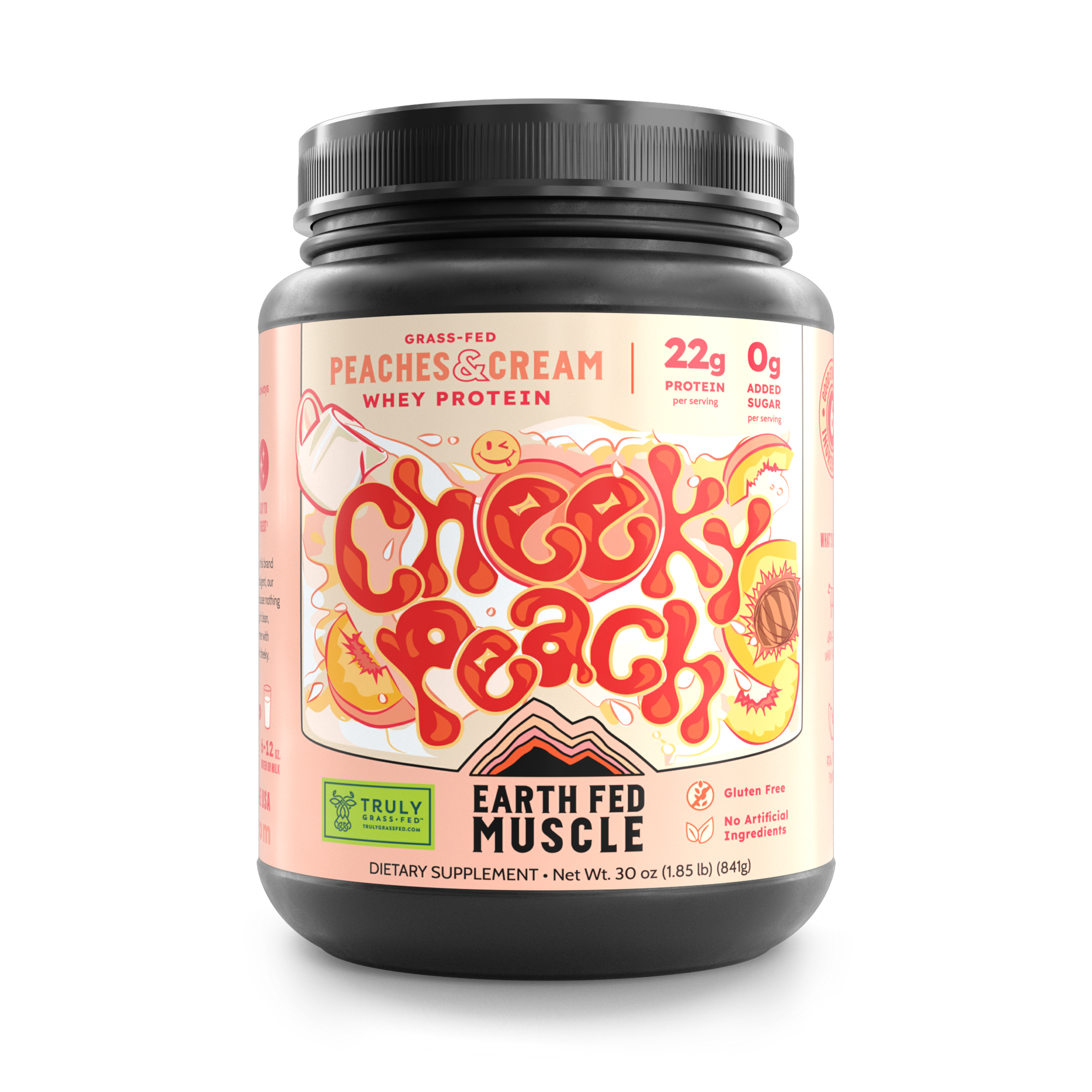 Bag of Earth Fed Muscle Peaches & Cream whey protein, 2lb