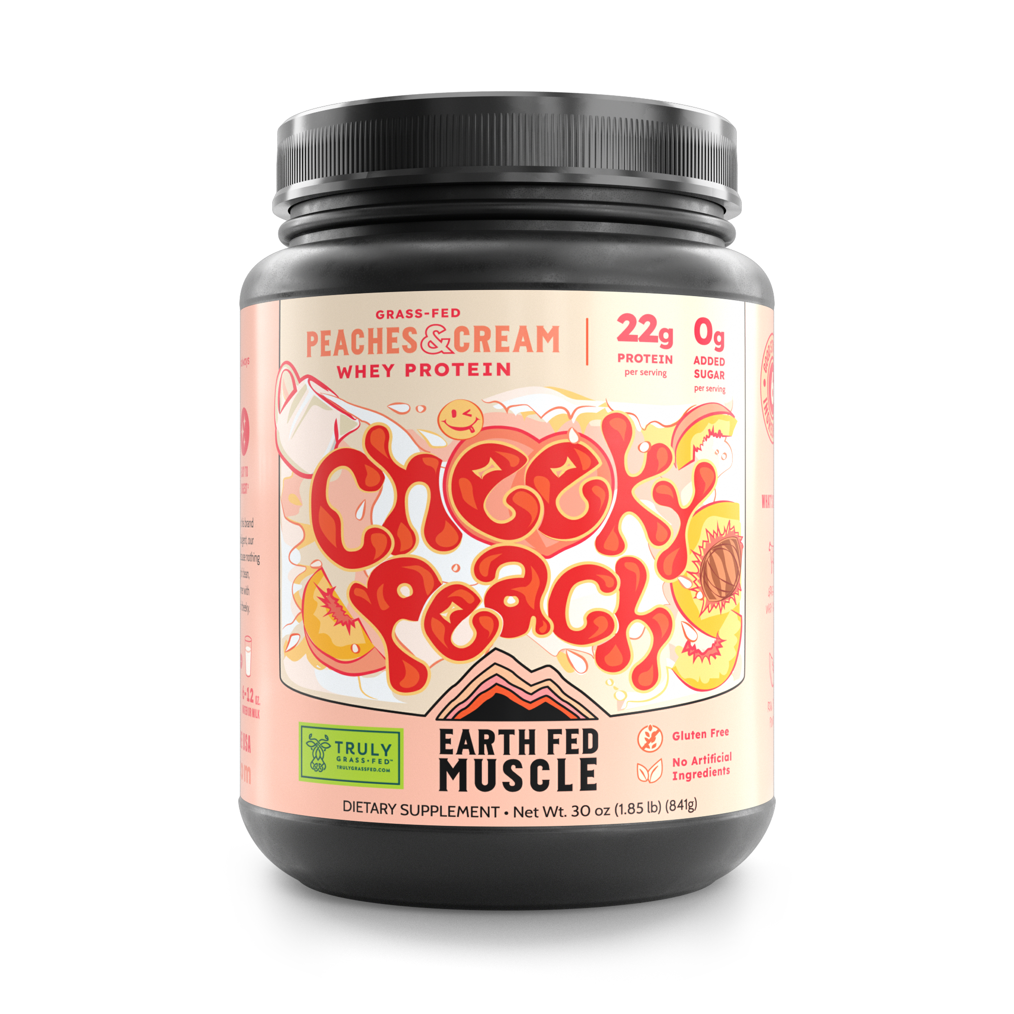 Bag of Earth Fed Muscle Peaches & Cream whey protein, 2lb