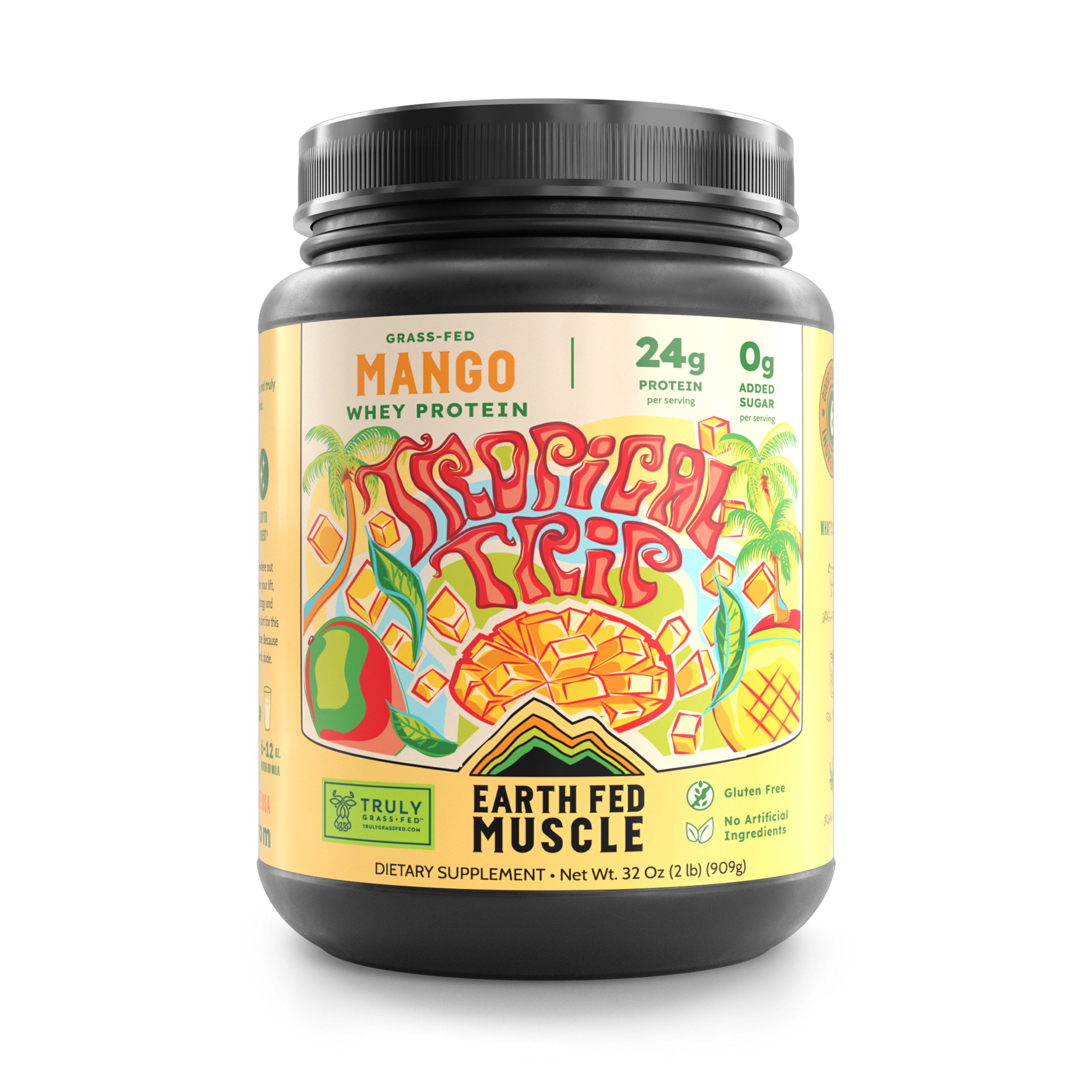3D render of Mango Grass-Fed Whey Protein tub