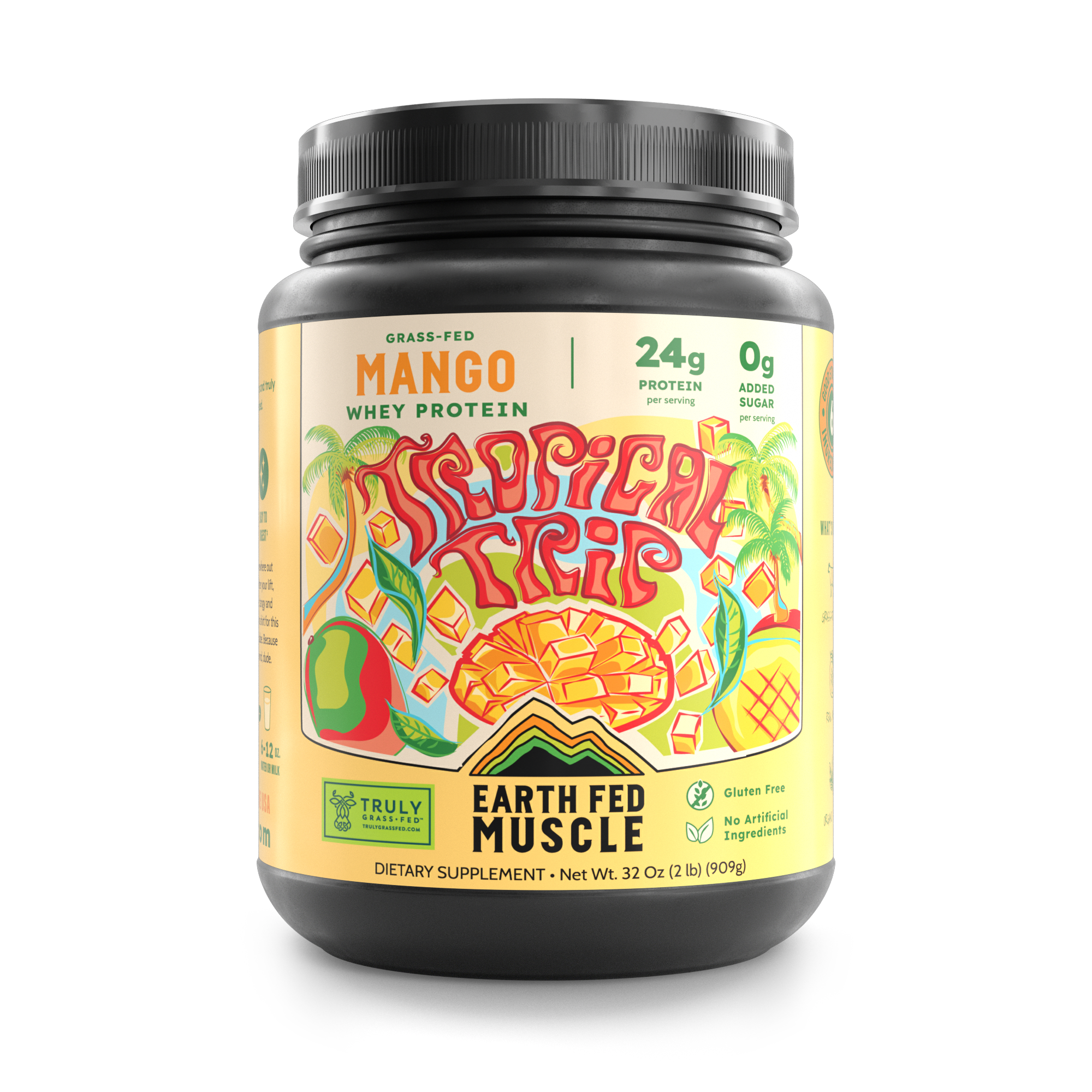 3D render of Mango Grass-Fed Whey Protein tub