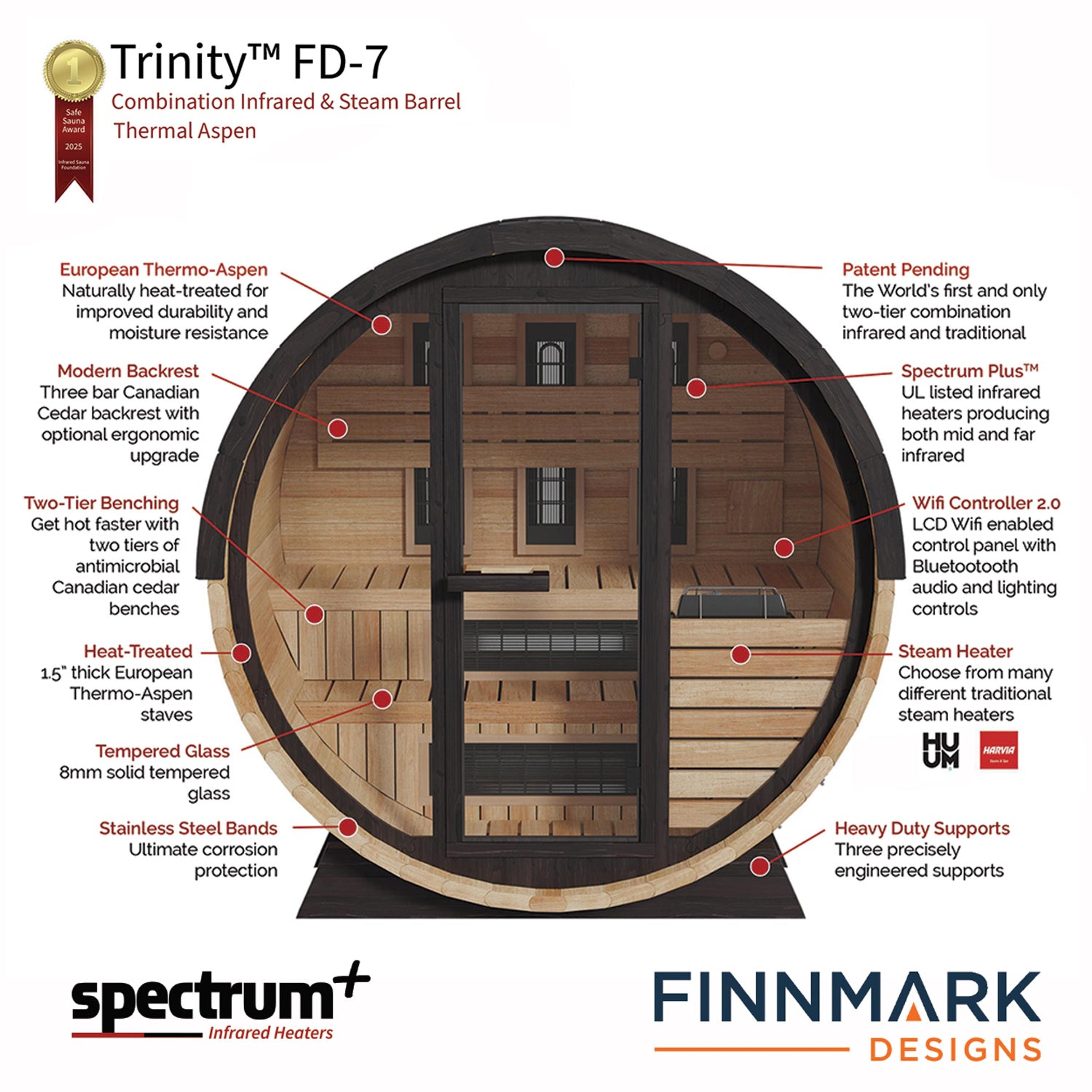 Finnmark FD-7 Infrared & Steam Barrel Sauna image 3