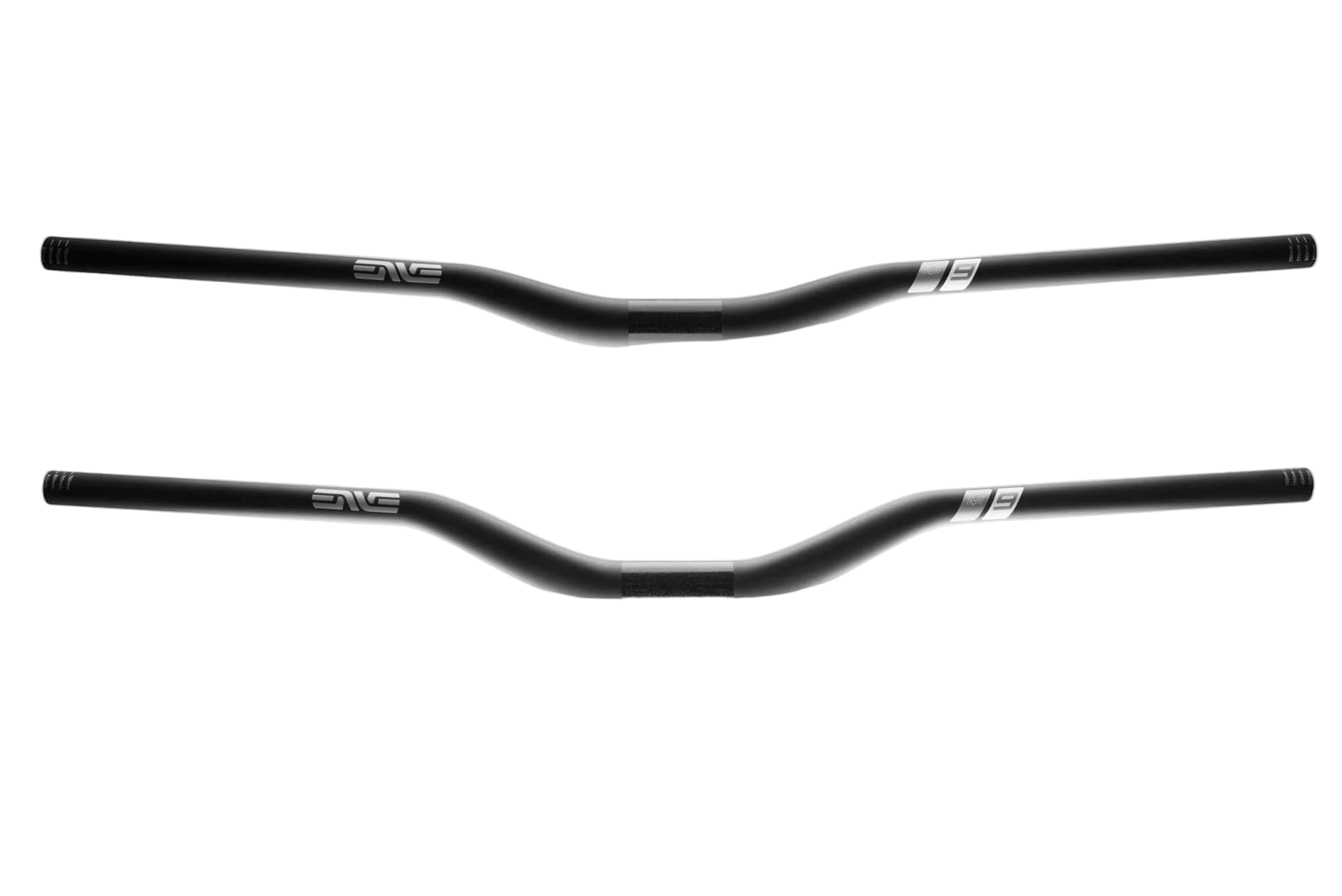 Carbon mountain bike handlebar shown straight on