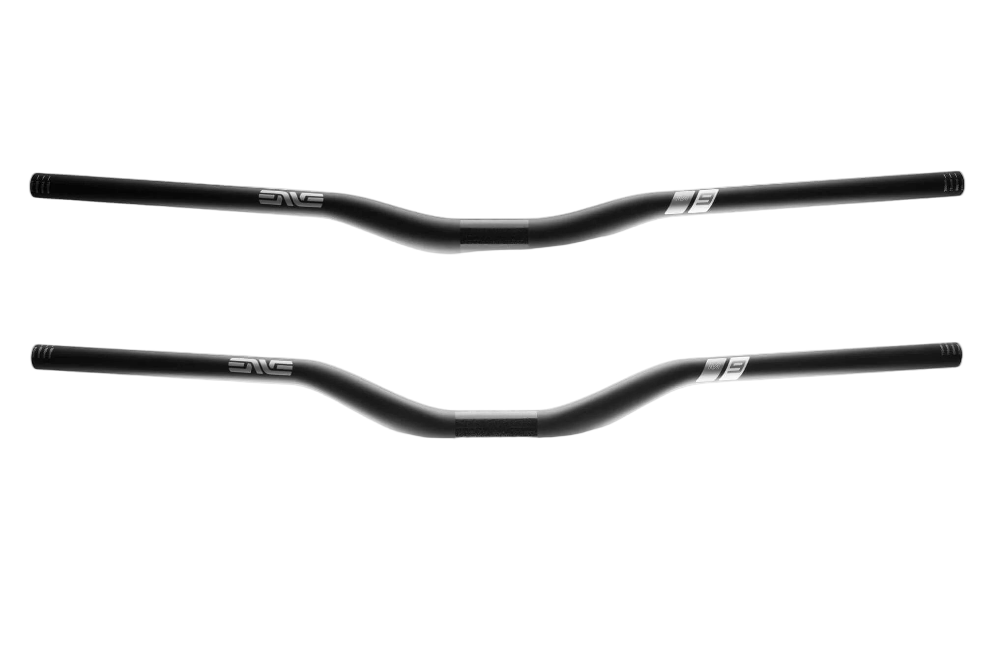 Carbon mountain bike handlebar shown straight on