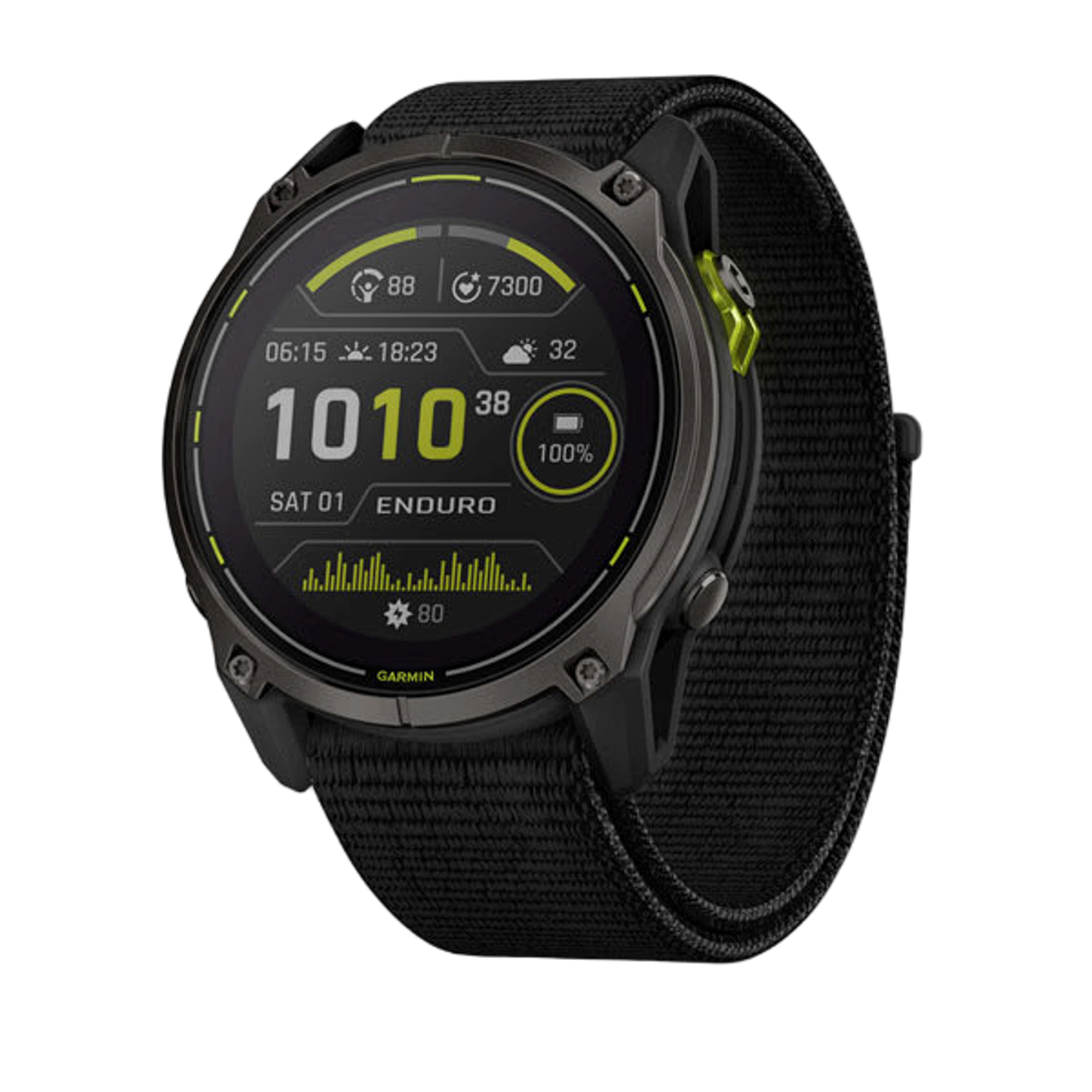 Garmin Enduro 3 smartwatch with titanium case and black nylon strap