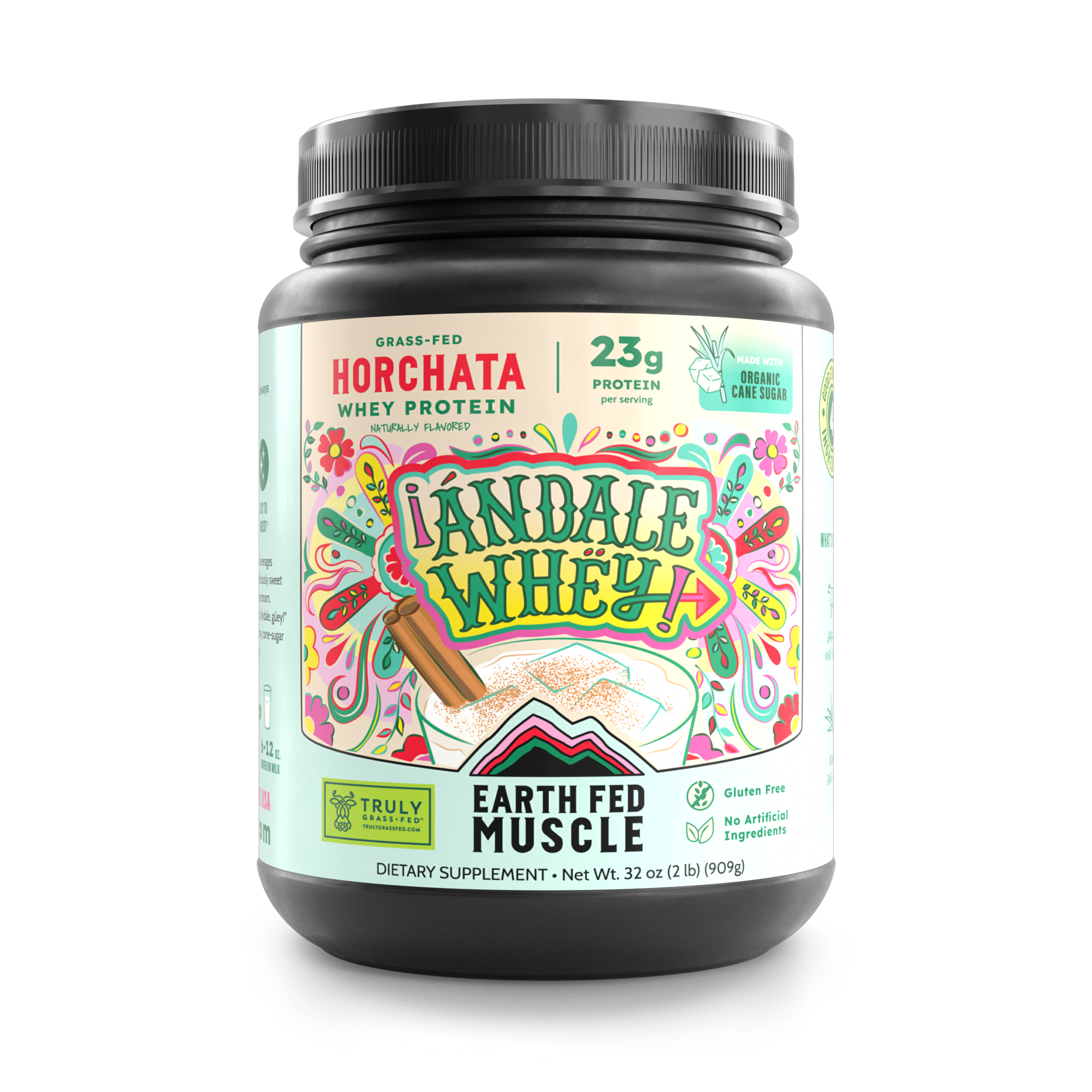 Horchata Grass-Fed Whey Protein 2lb tub packaging