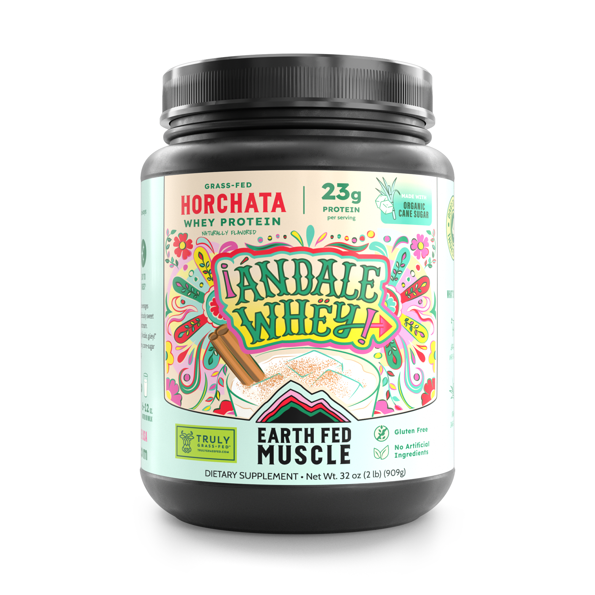 Horchata Grass-Fed Whey Protein 2lb tub packaging