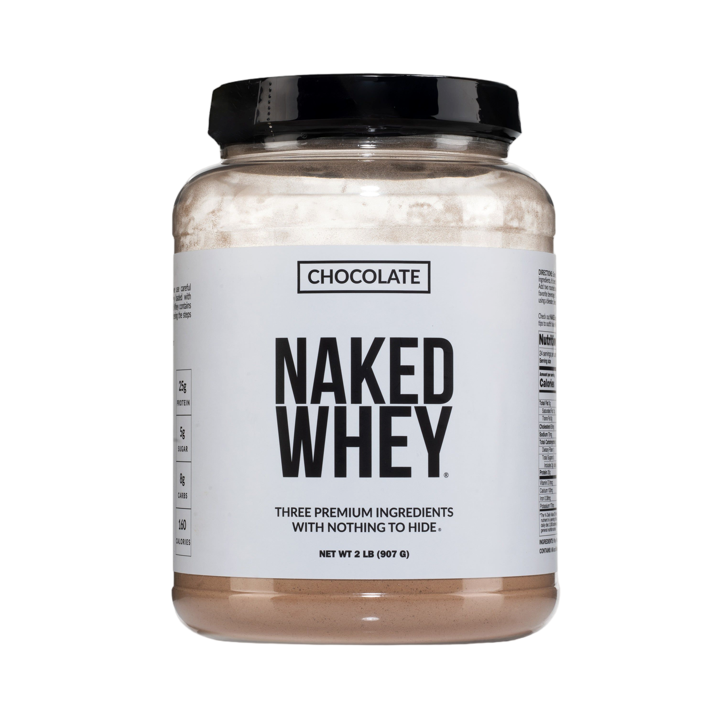 Bag of chocolate whey protein isolate powder
