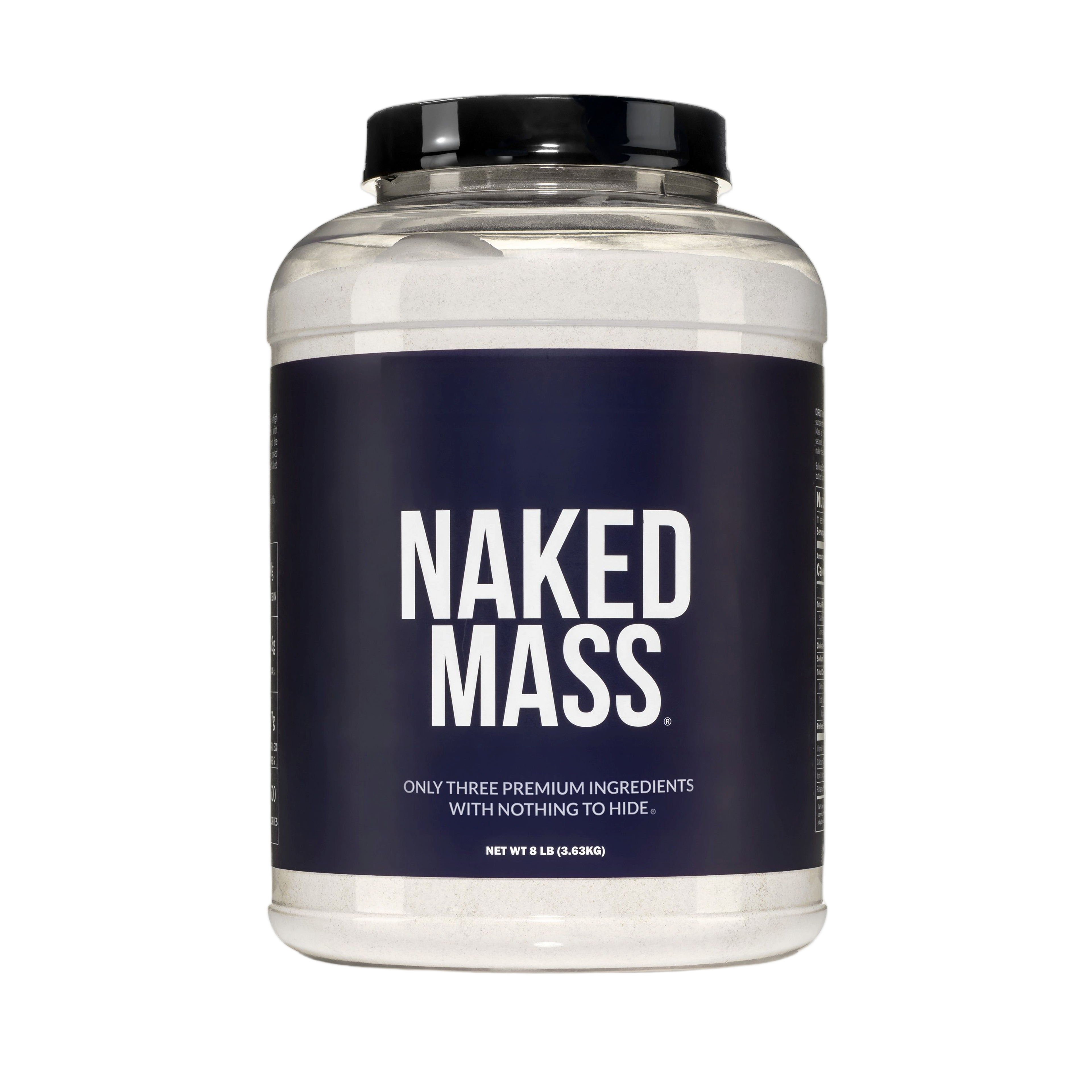 Bag of Naked Mass unflavored weight gainer, 8lb size