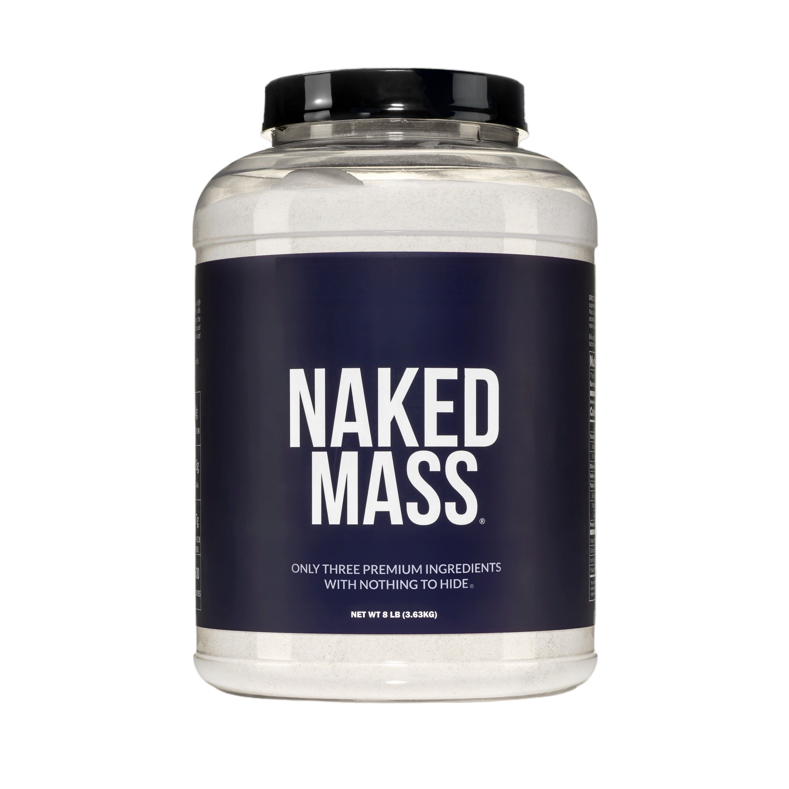 Bag of Naked Mass unflavored weight gainer, 8lb size