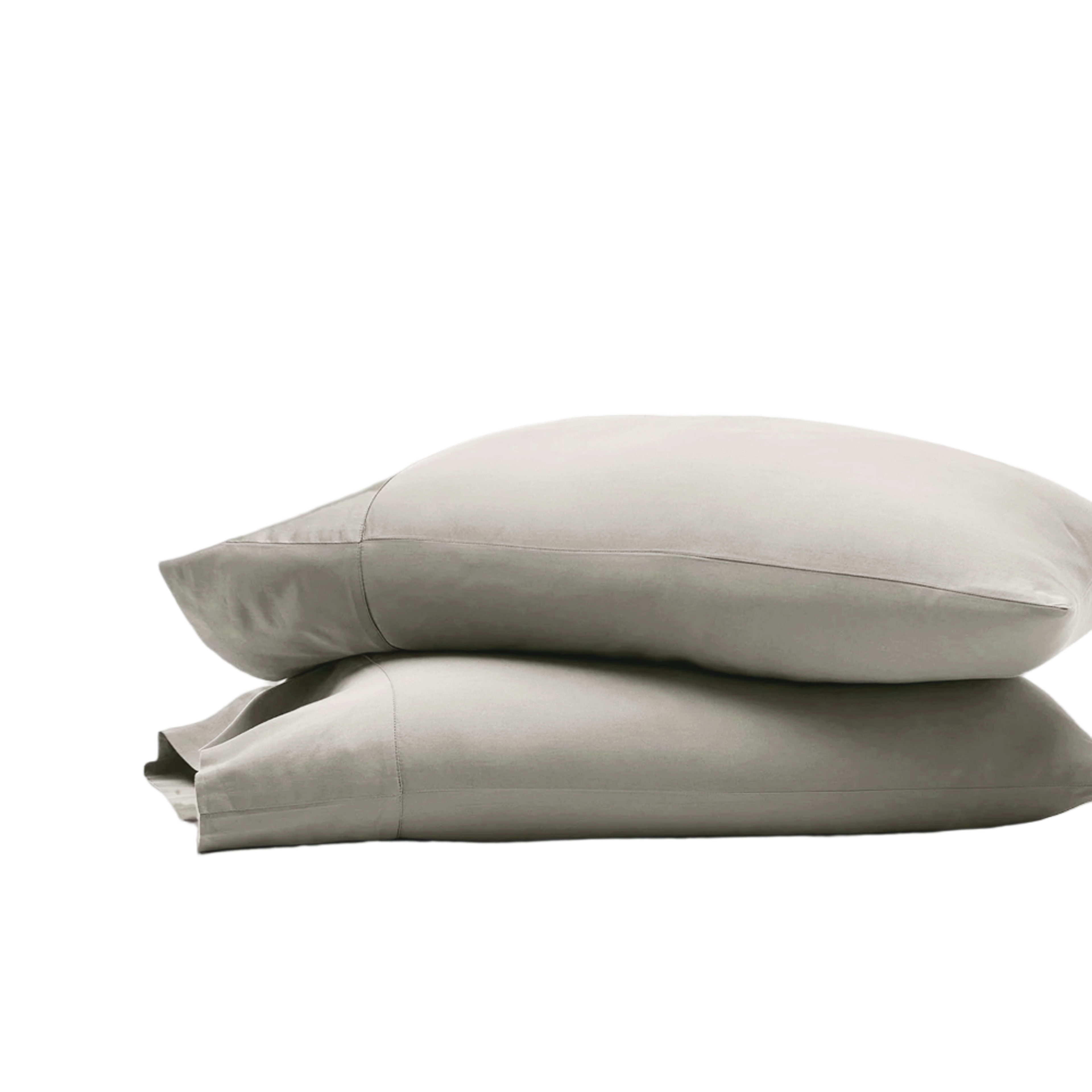 Stack of folded white eucalyptus pillowcases