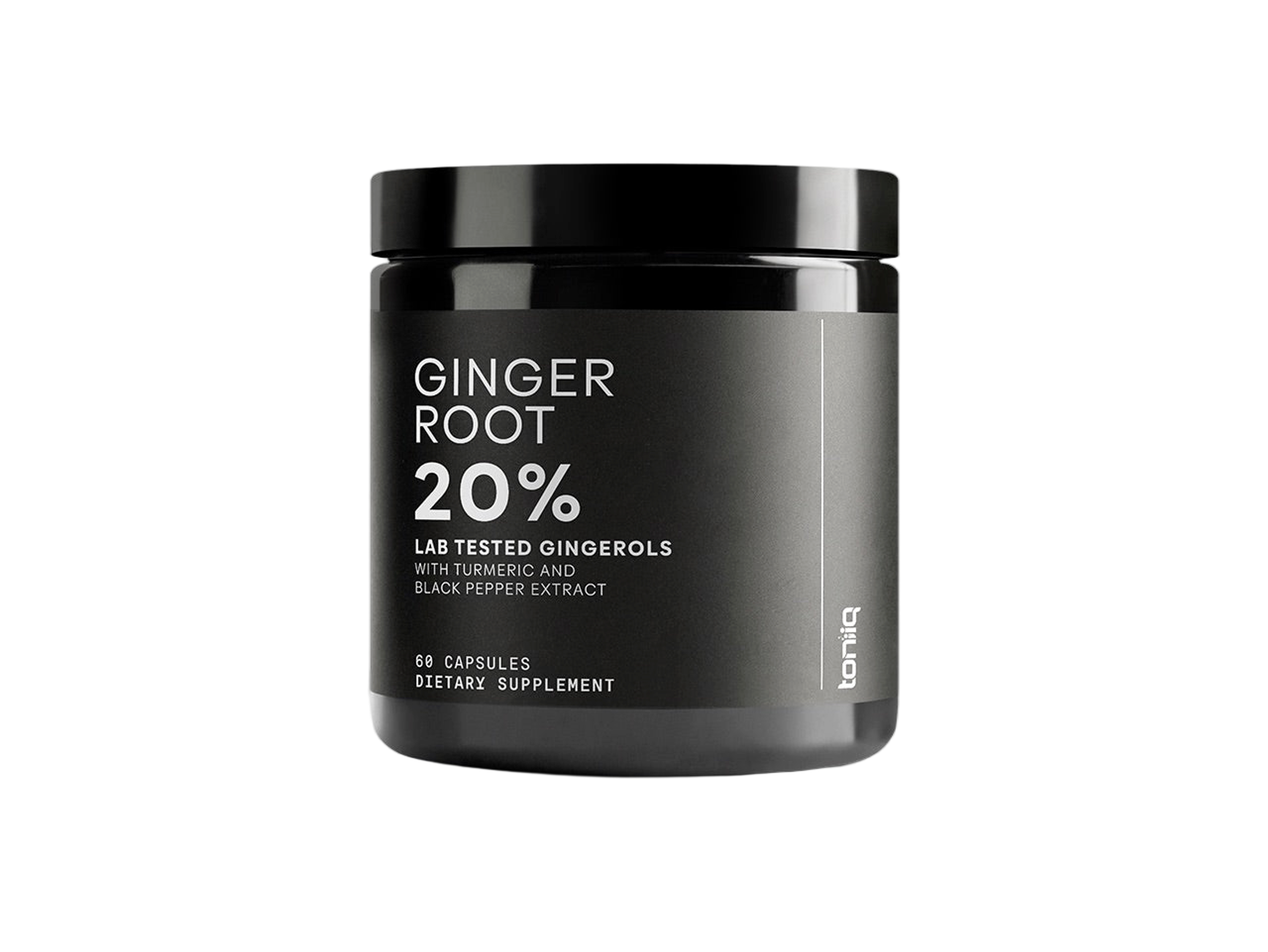 Bottle of Toniiq Ginger Root 20% capsules, 60 count