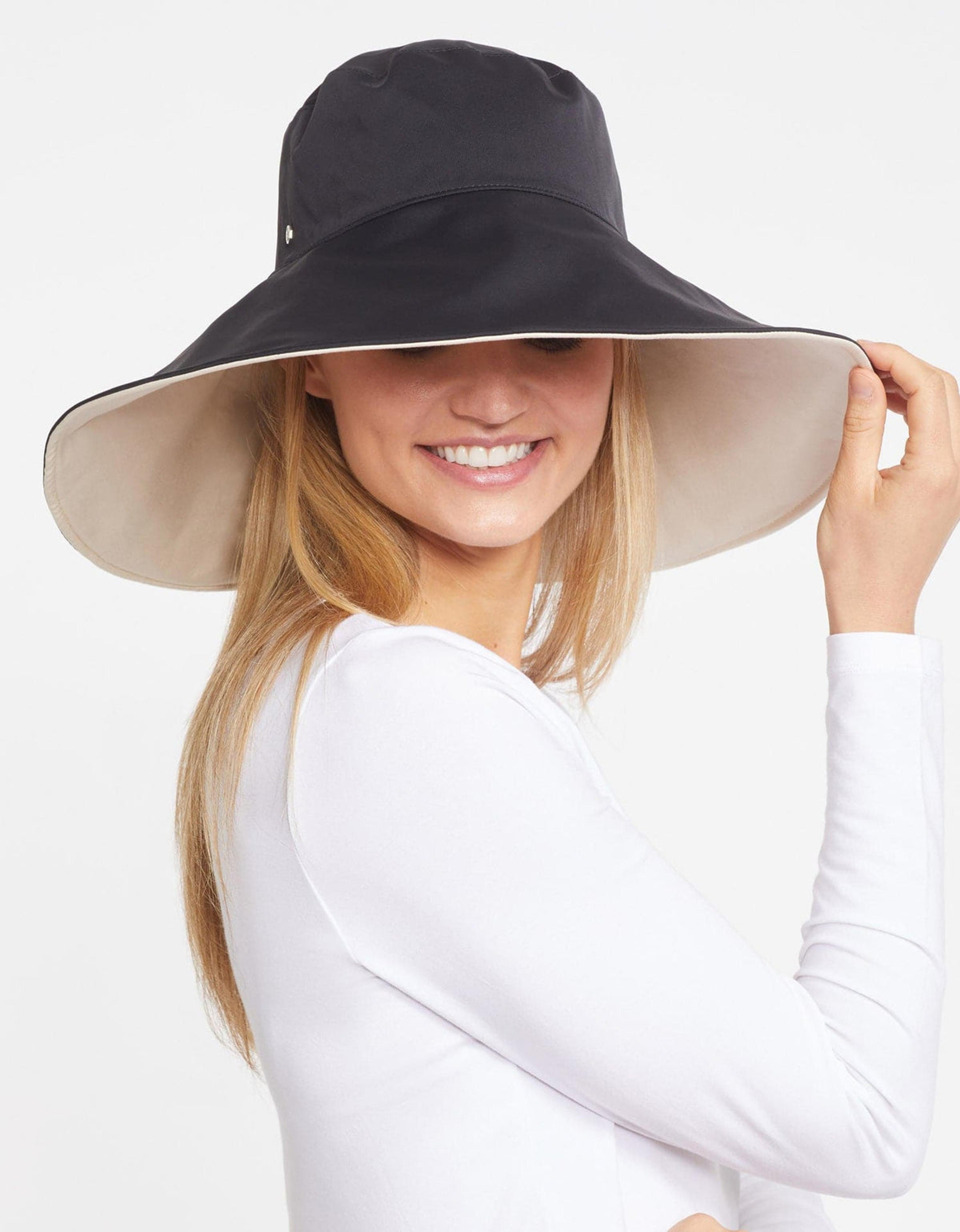 Ultra Wide Brim Hat UPF 50+ in Black / Beige