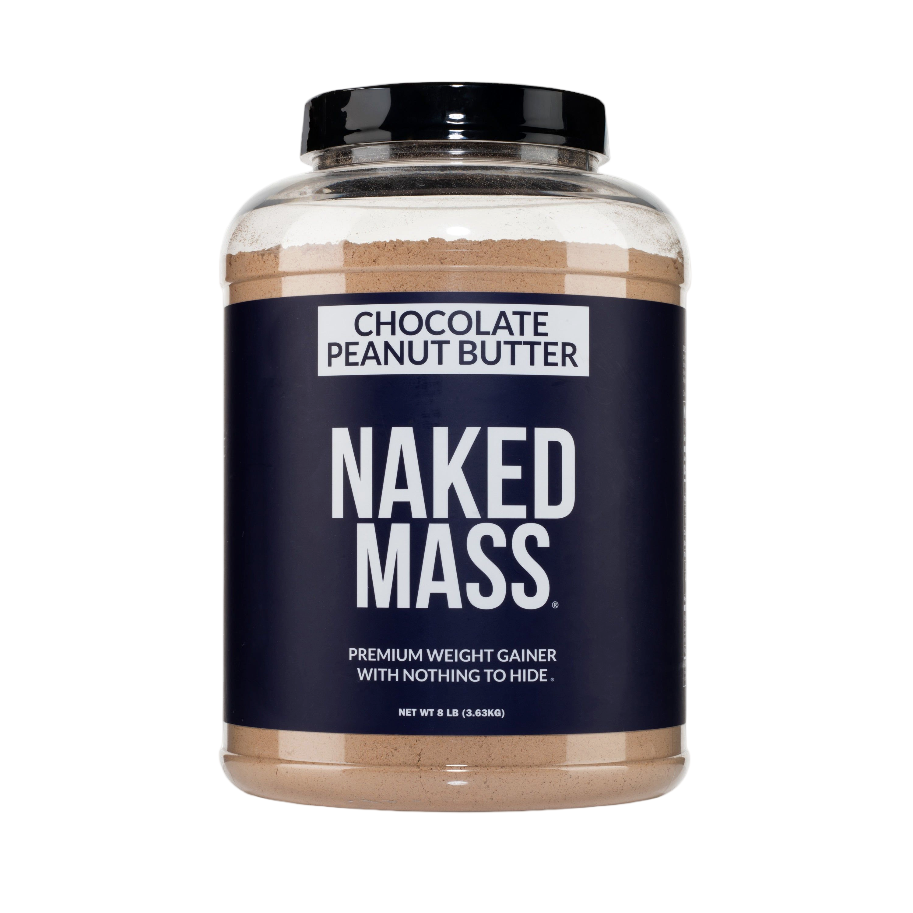 Tub of Naked Mass Chocolate Peanut Butter mass gainer, 8 lb