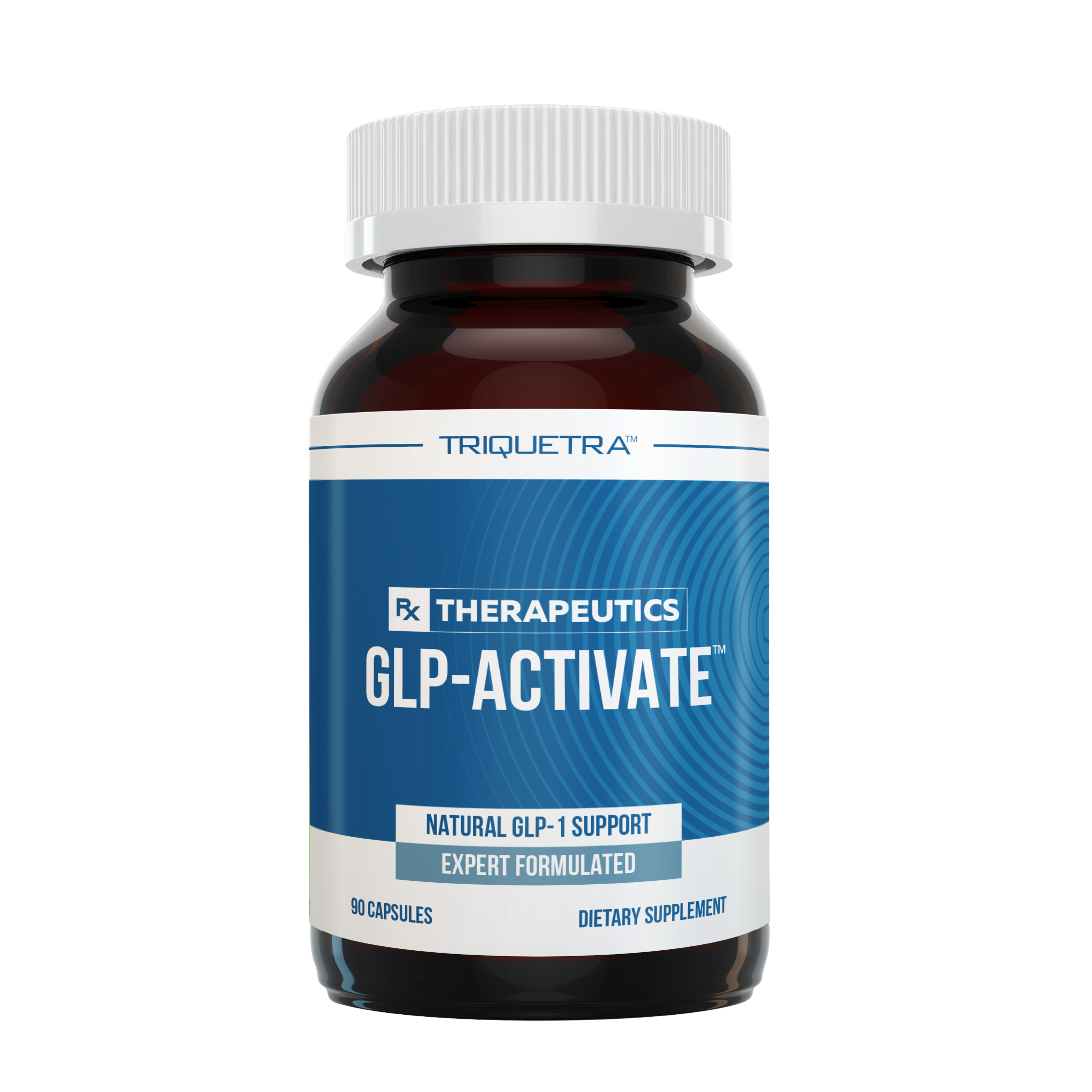 Triquetra Therapeutics GLP-ACTIVATE dietary supplement bottle for natural GLP-1 support, 90 capsules.