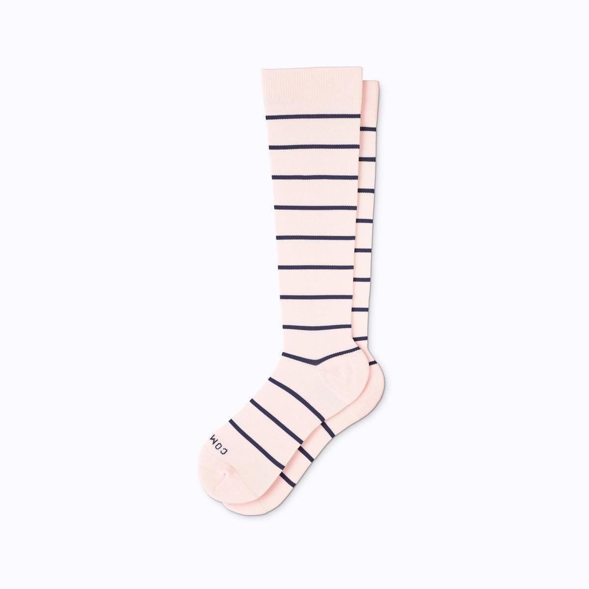 Knee-High Compression - Stripes in Rose/Navy