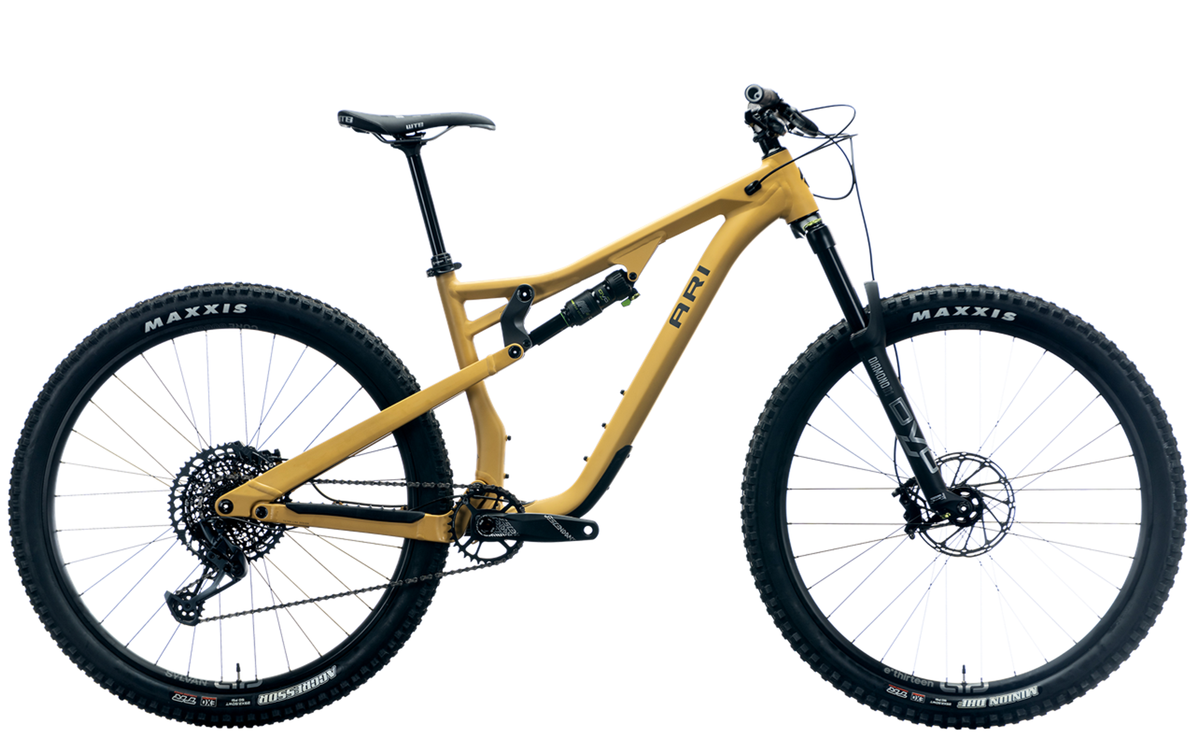 ARI Cascade Peak gold full-suspension mountain bike.