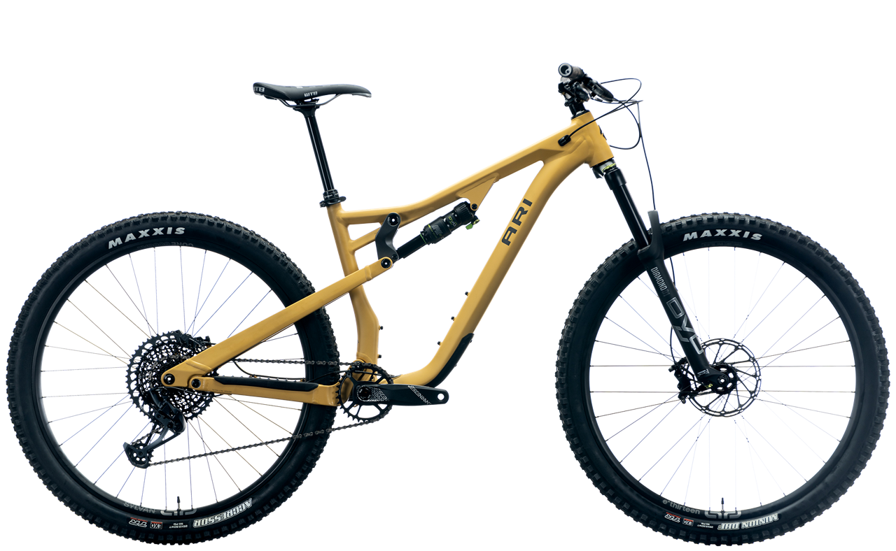 ARI Cascade Peak gold full-suspension mountain bike.