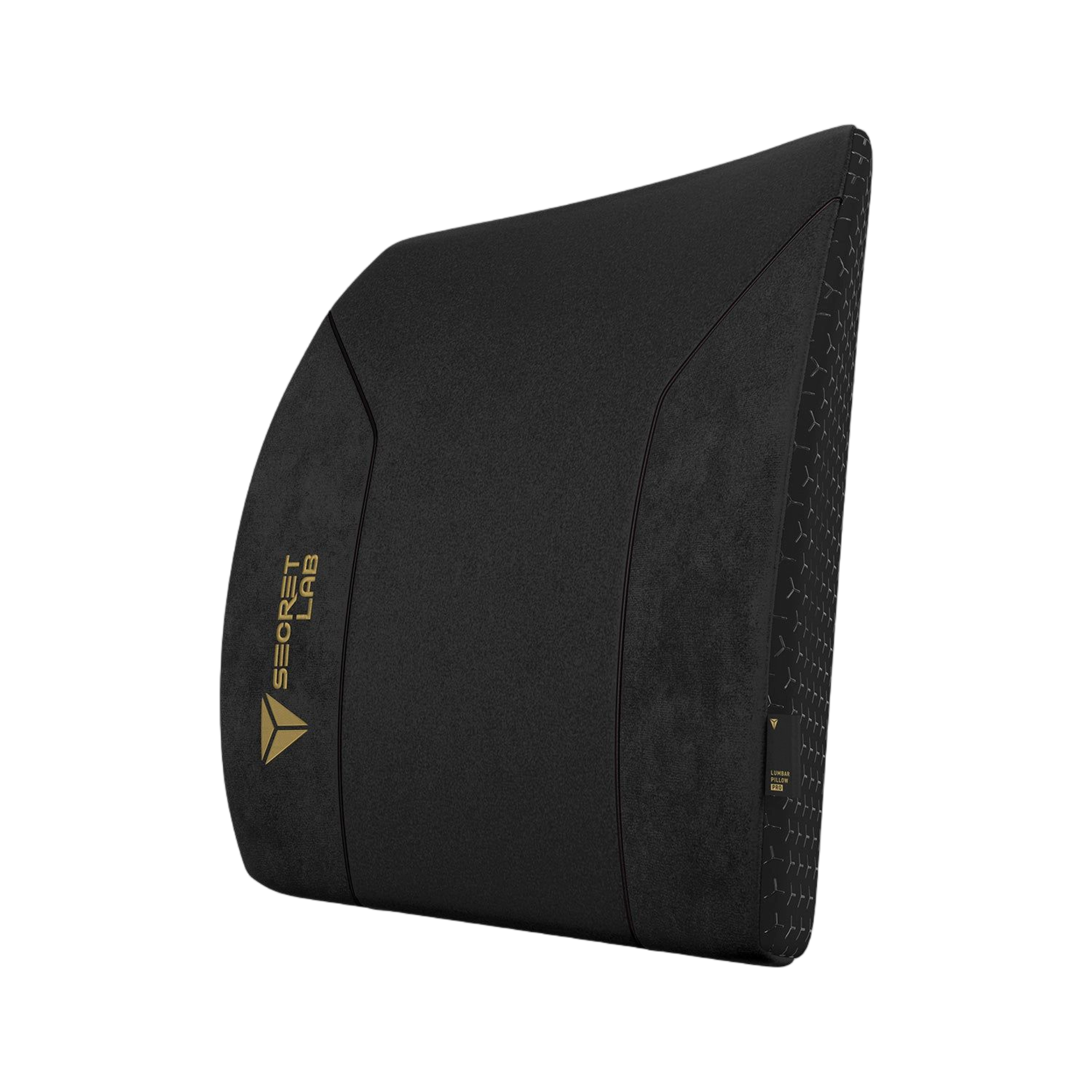 Gold lumbar pillow with Secretlab logo